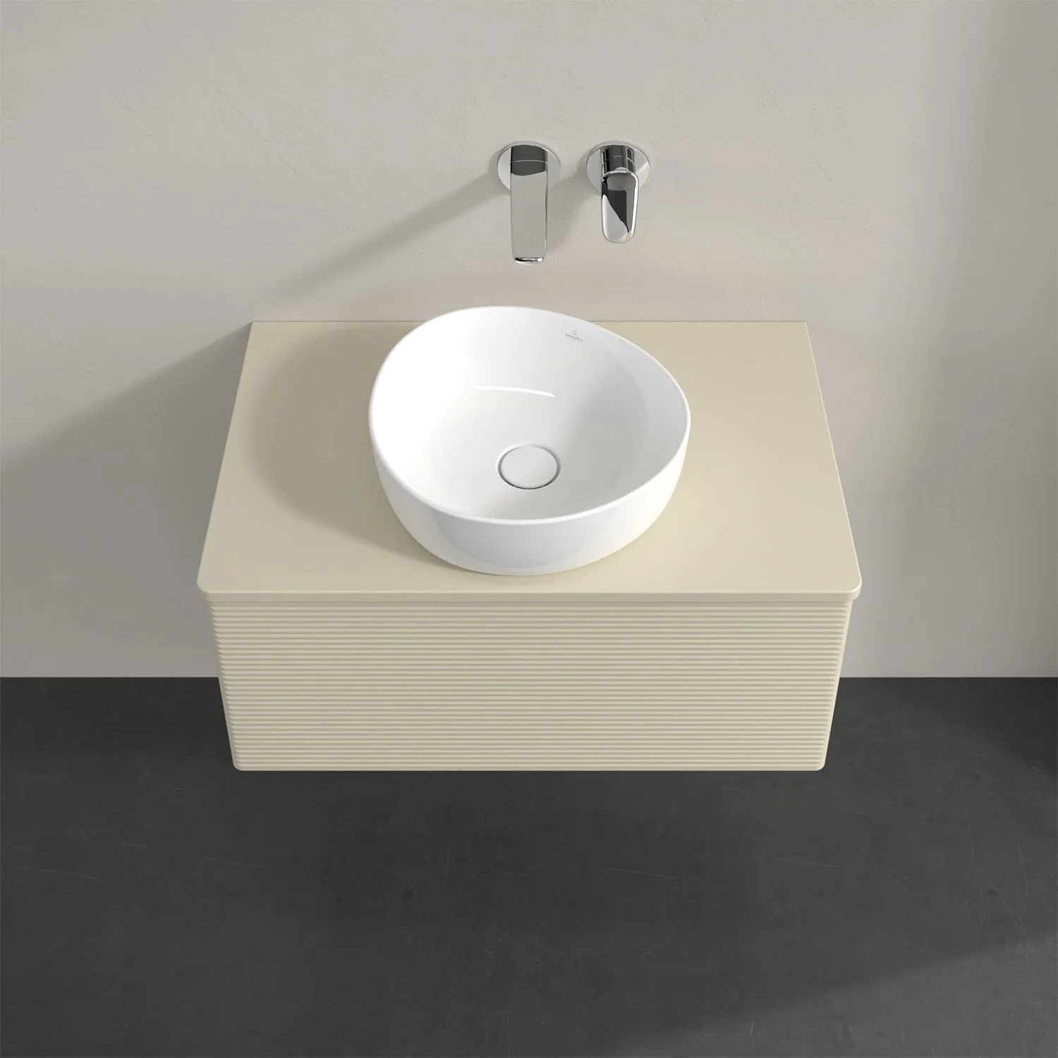 Umywalka na jasnej szafce z góry, Villeroy & Boch