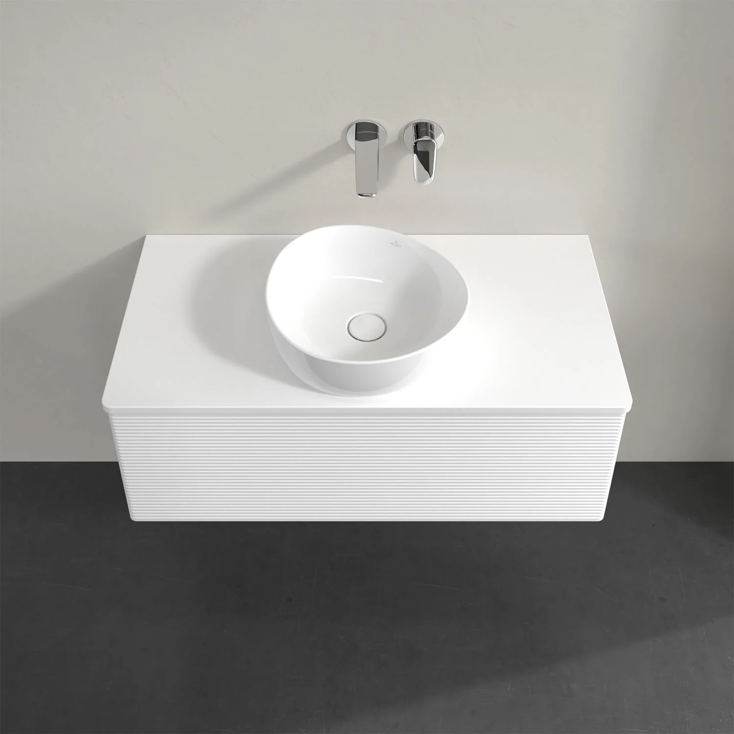 Biała umywalka z nablatową umywalką z góry, Villeroy & Boch