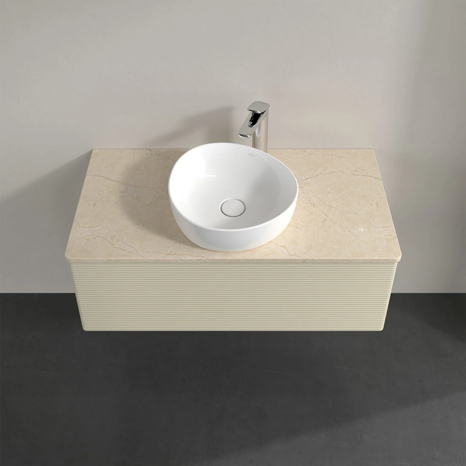 Beżowa umywalka z okrągłą umywalką, Villeroy & Boch