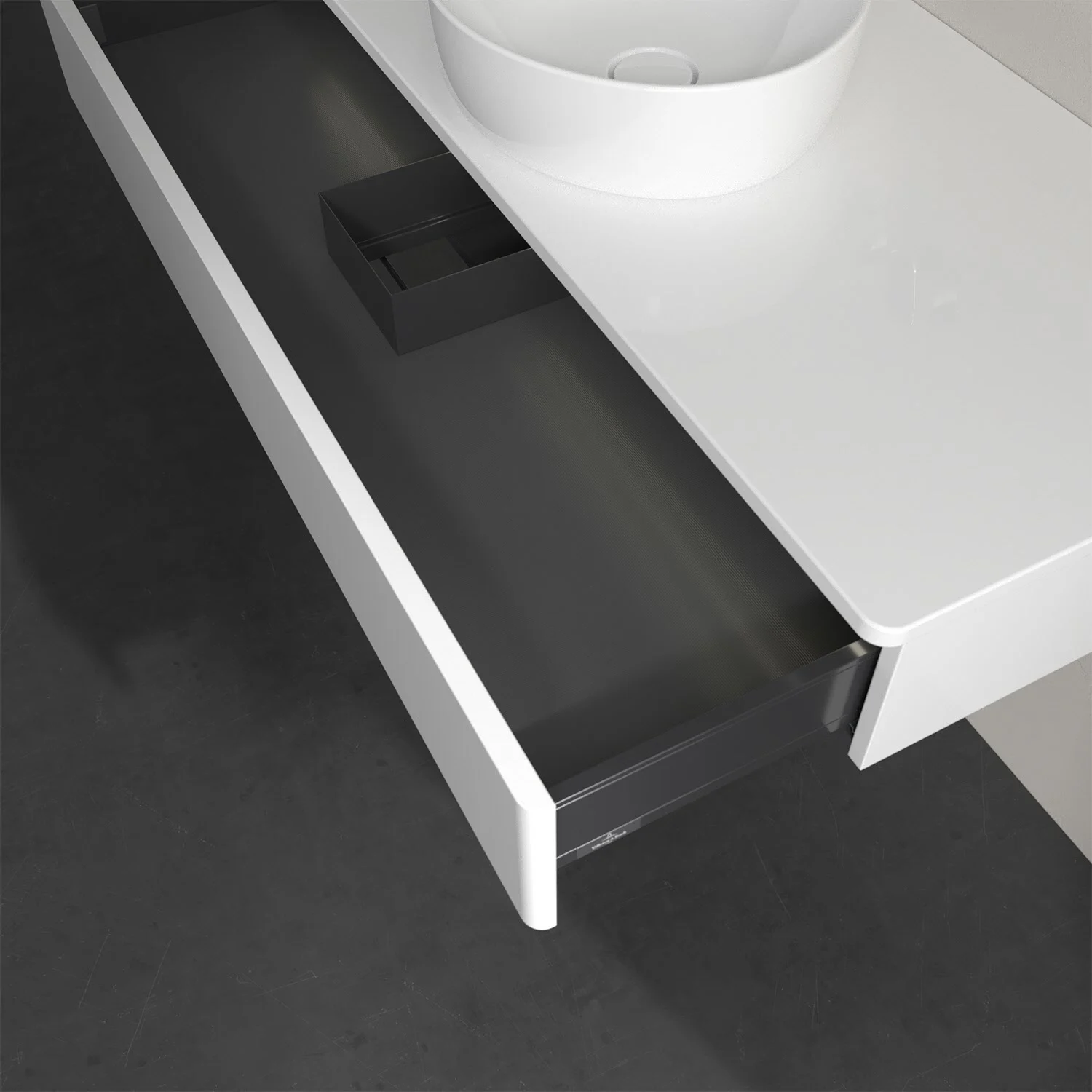 Biały zlew z otwartą szufladą z góry, Villeroy & Boch