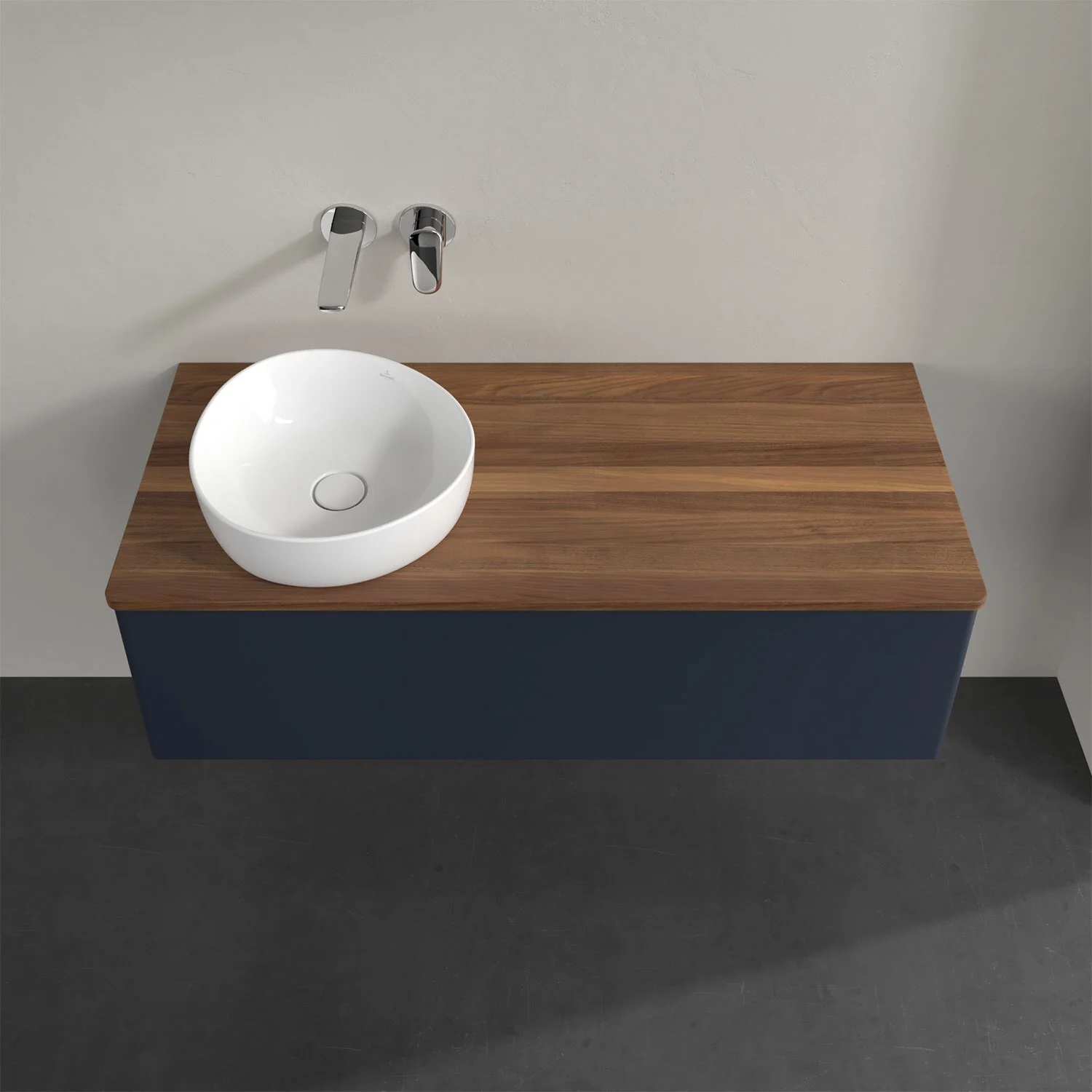 Umywalka z drewnianym blatem i zlewem z góry, Villeroy & Boch