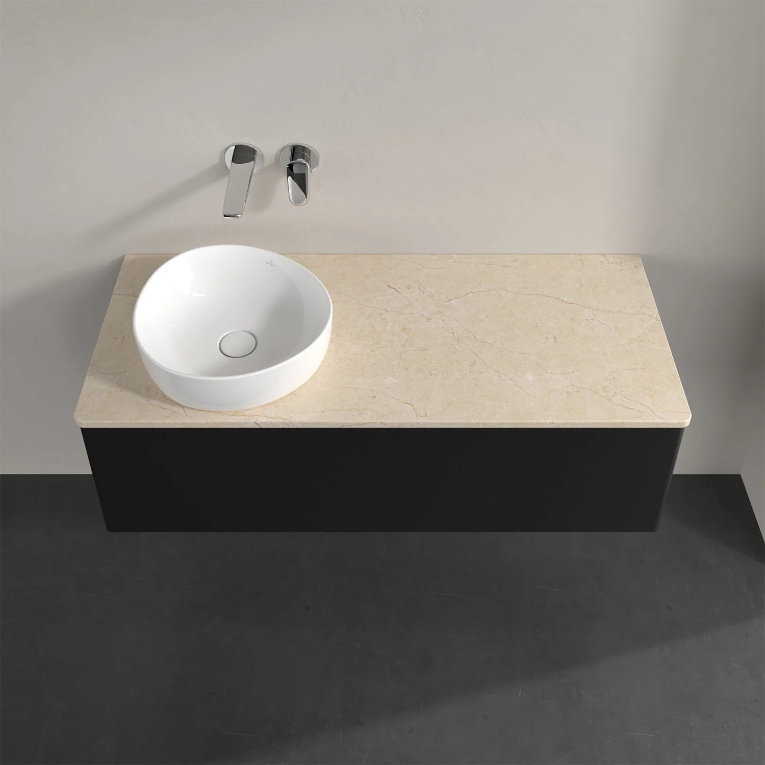 Umywalka z beżową powierzchnią marmurową z góry, Villeroy & Boch