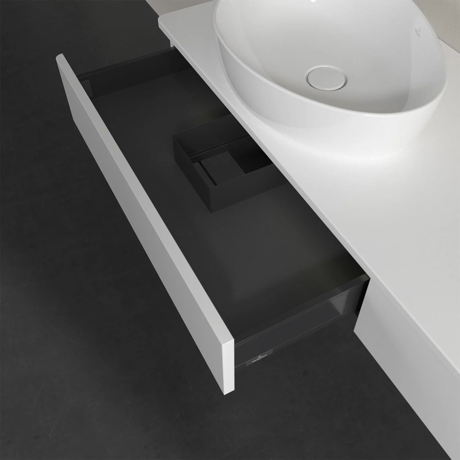 Biała umywalka z otwartą szufladą z góry, Villeroy & Boch