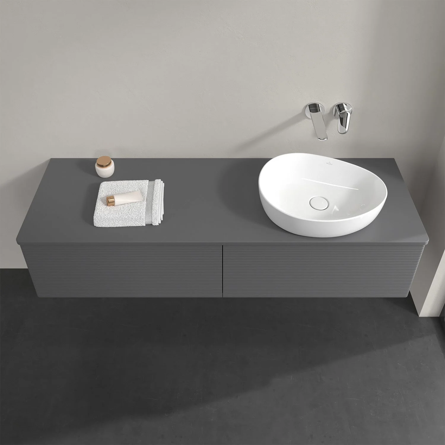 Umywalka z szarą powierzchnią i zlewem, Villeroy & Boch
