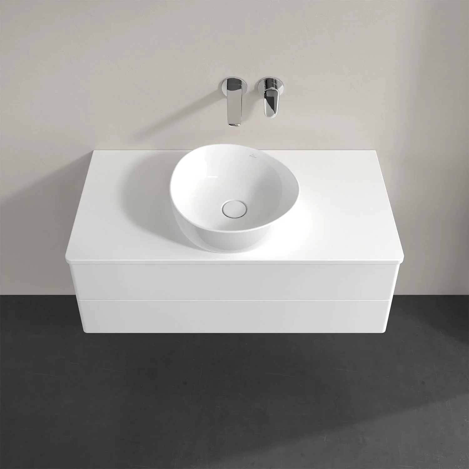 Biała umywalka z białą umywalką, Villeroy & Boch