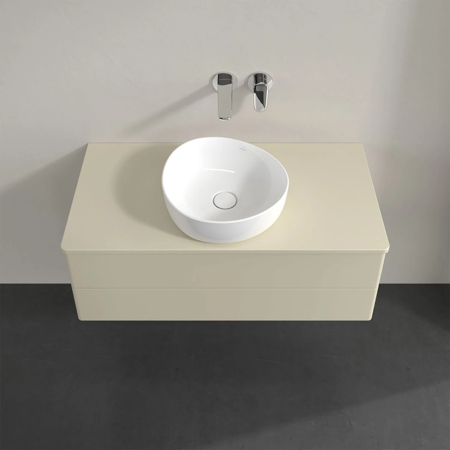 Umywalka z białą umywalką nablatową widok z przodu, Villeroy & Boch