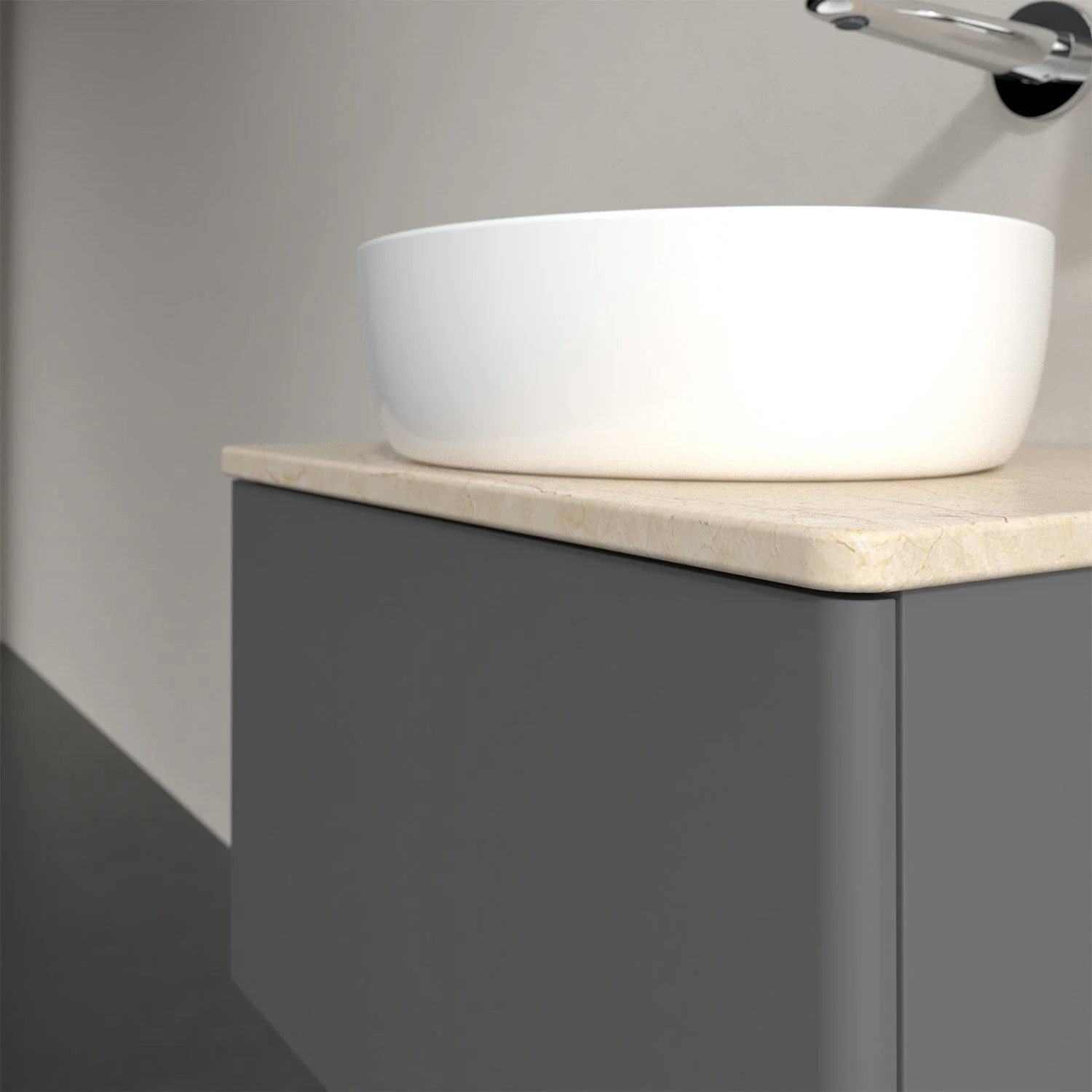 Umywalka z białą umywalką nablatową, szara front, Villeroy & Boch