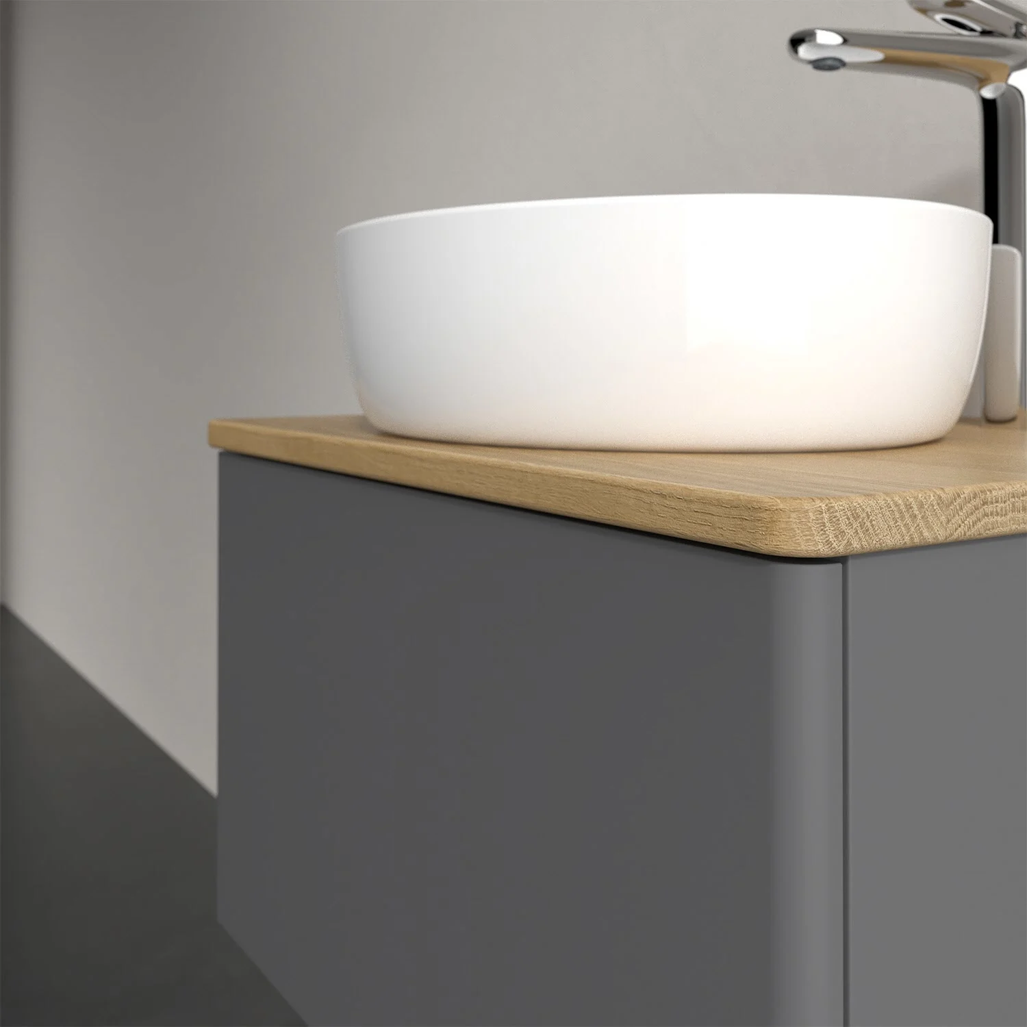 Umywalka z białą misą w zbliżeniu, Villeroy & Boch