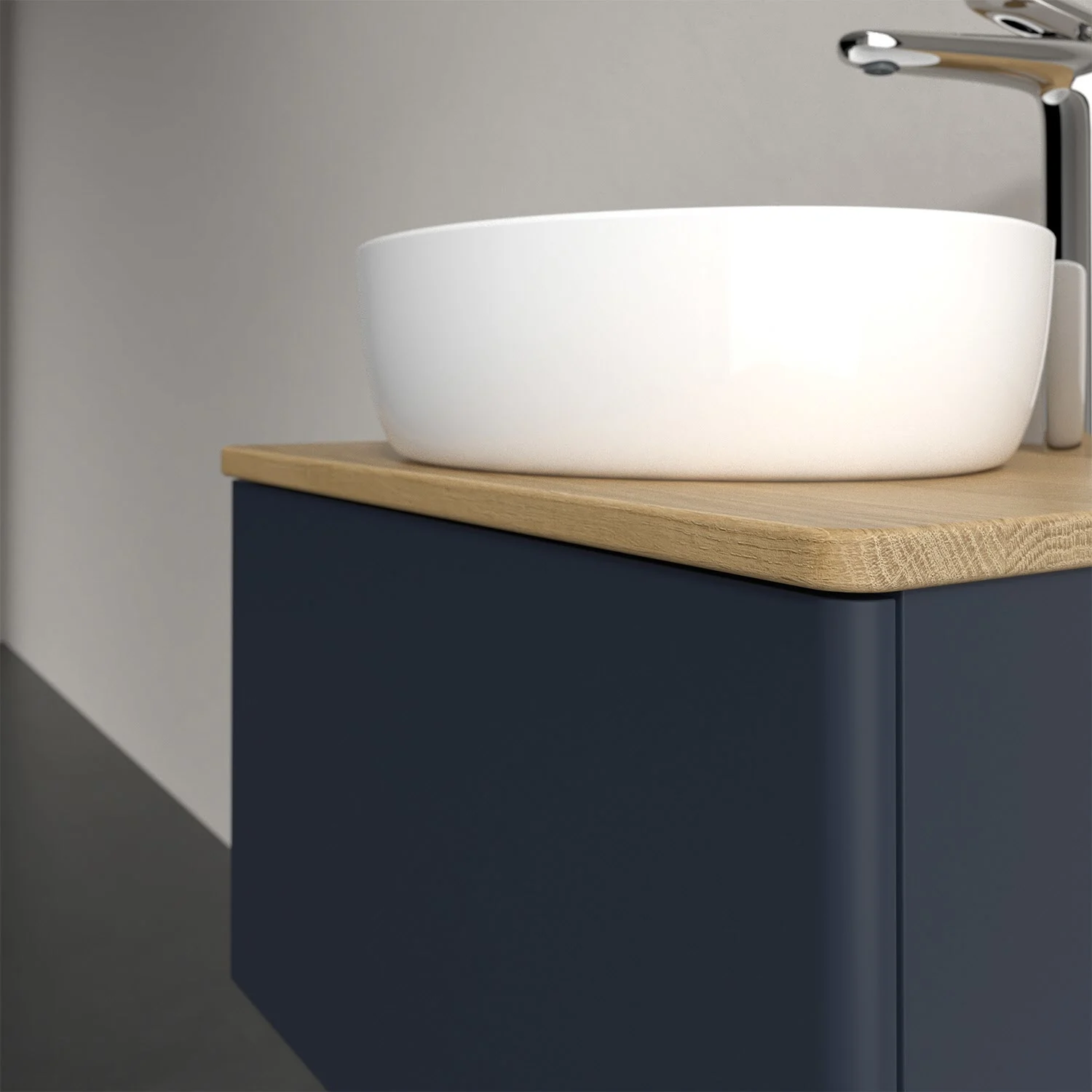 Umywalka z białą misą w zbliżeniu, Villeroy & Boch