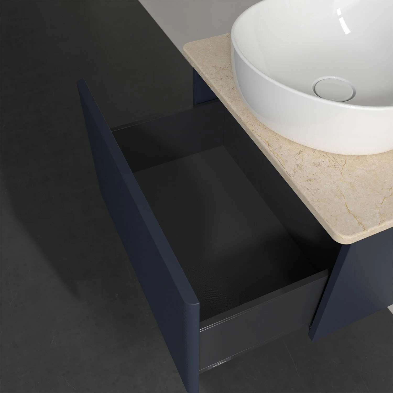 Umywalka z otwartą szufladą widok z boku, Villeroy & Boch