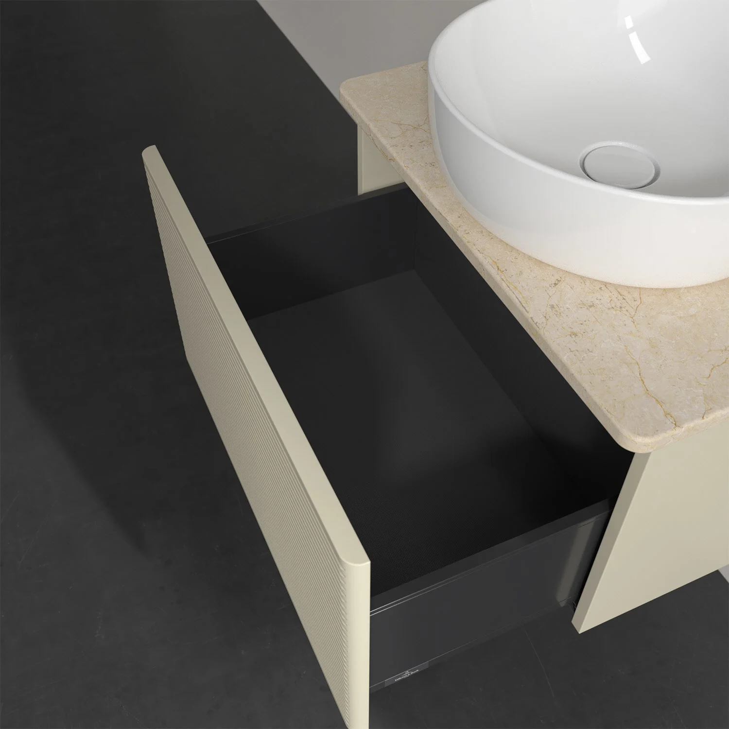 Umywalka z otwartą szufladą widok z boku, Villeroy & Boch