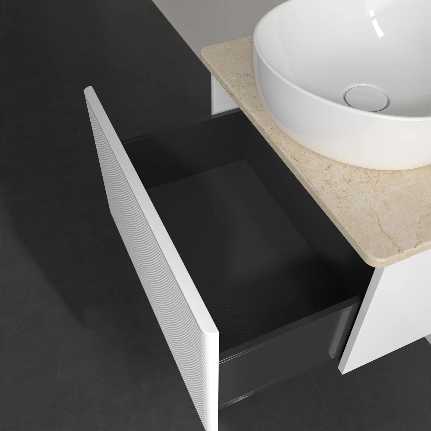Umywalka z otwartą szafką szufladową w białym kolorze, Villeroy & Boch