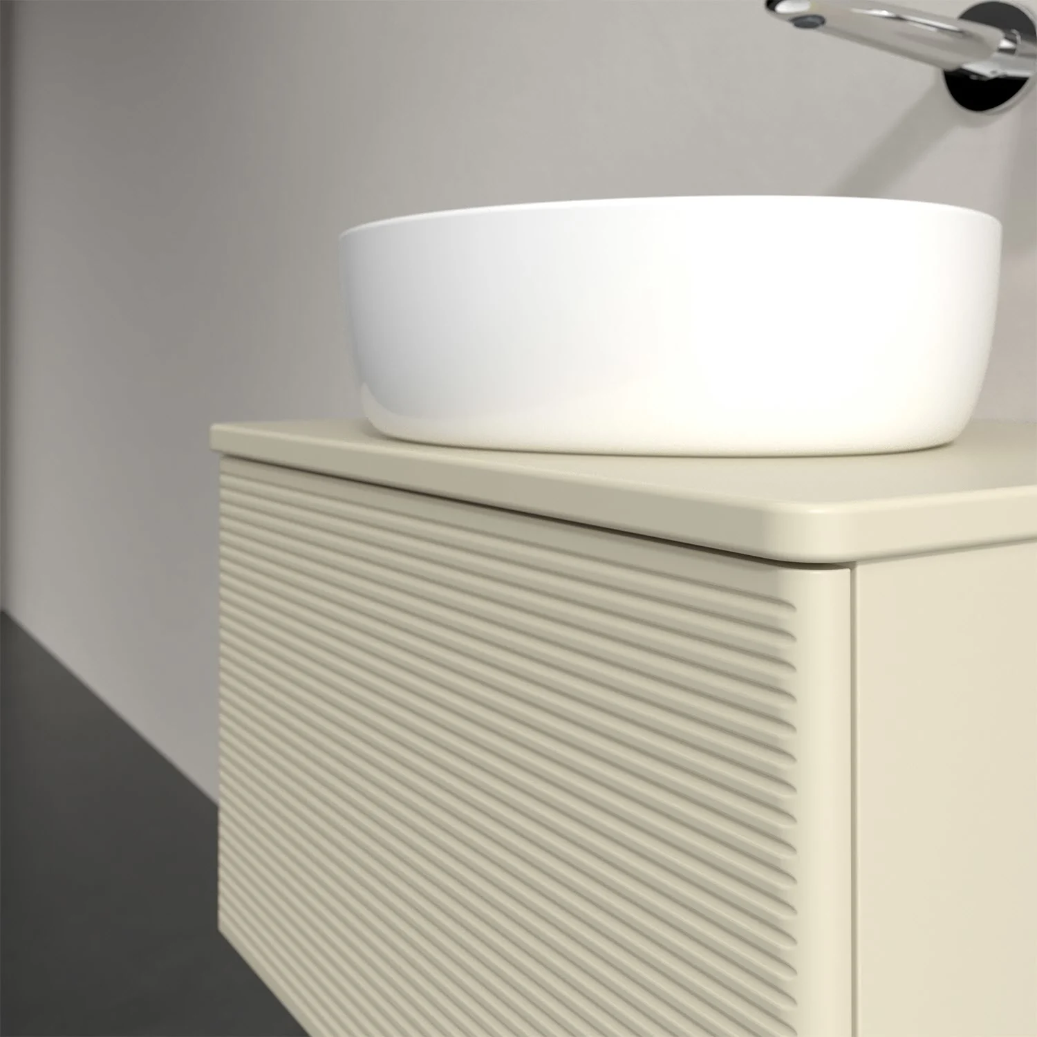 Beżowa umywalka z okrągłą umywalką, Villeroy & Boch