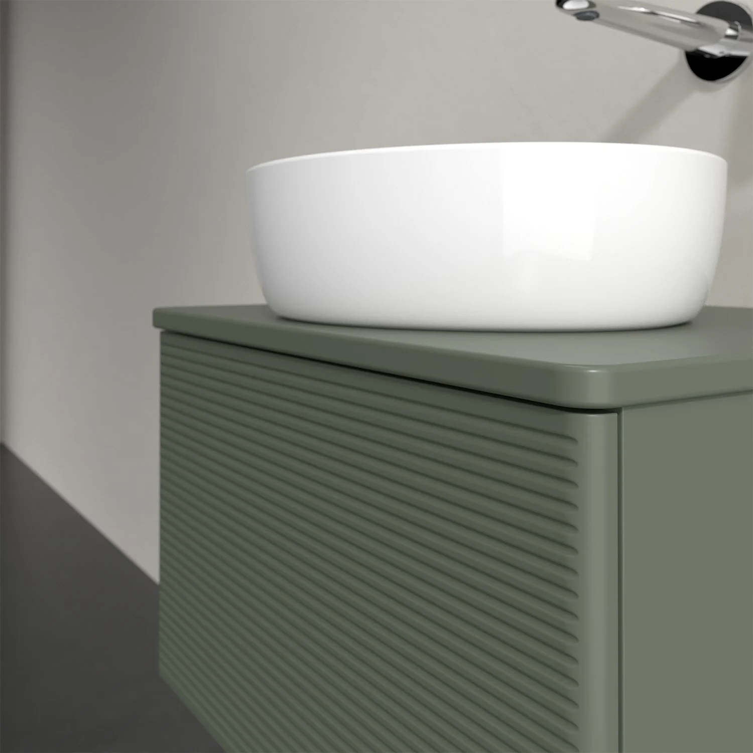 Zielona umywalka z białą umywalką nablatową, Villeroy & Boch