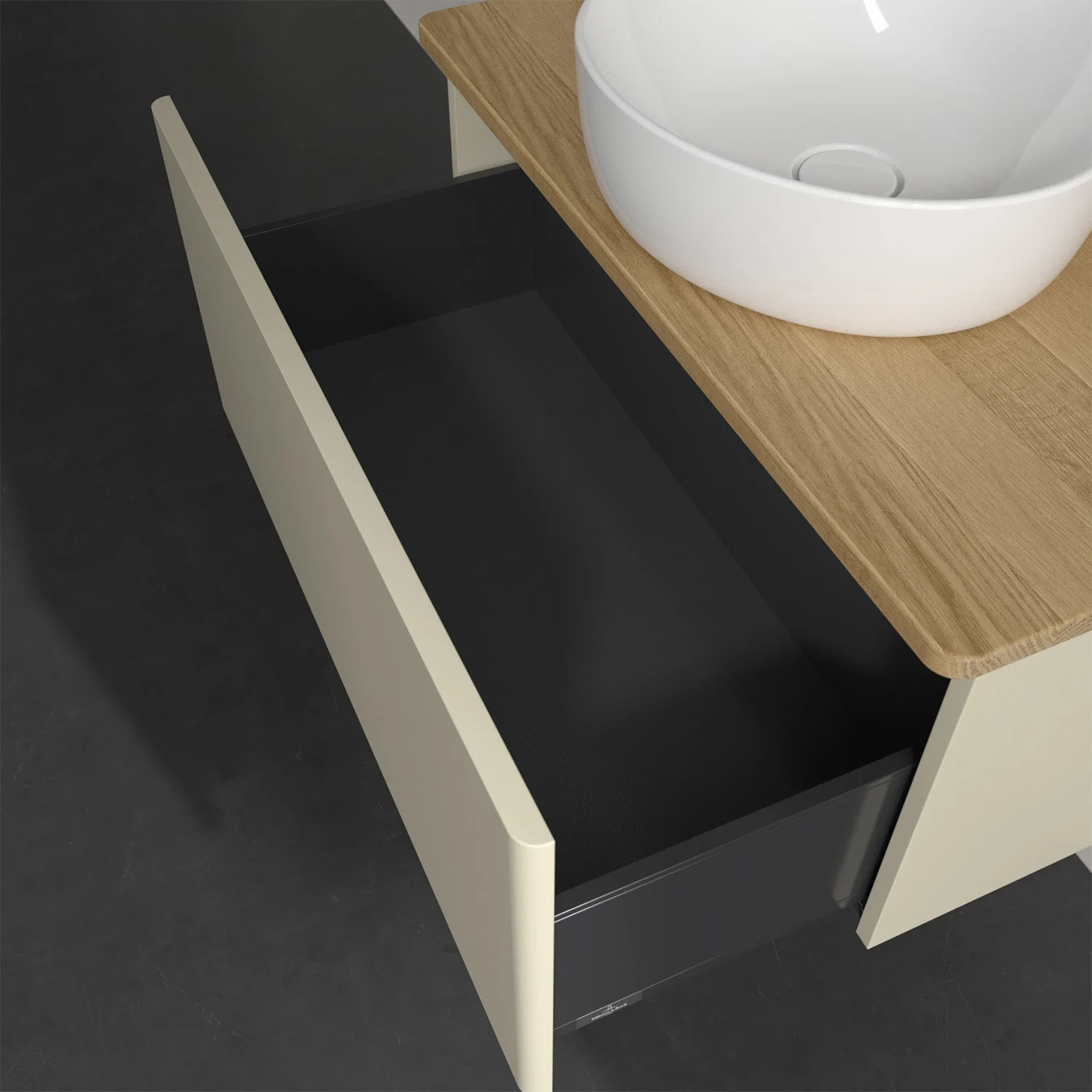 Umywalka z otwartą szufladą widok z boku, Villeroy & Boch