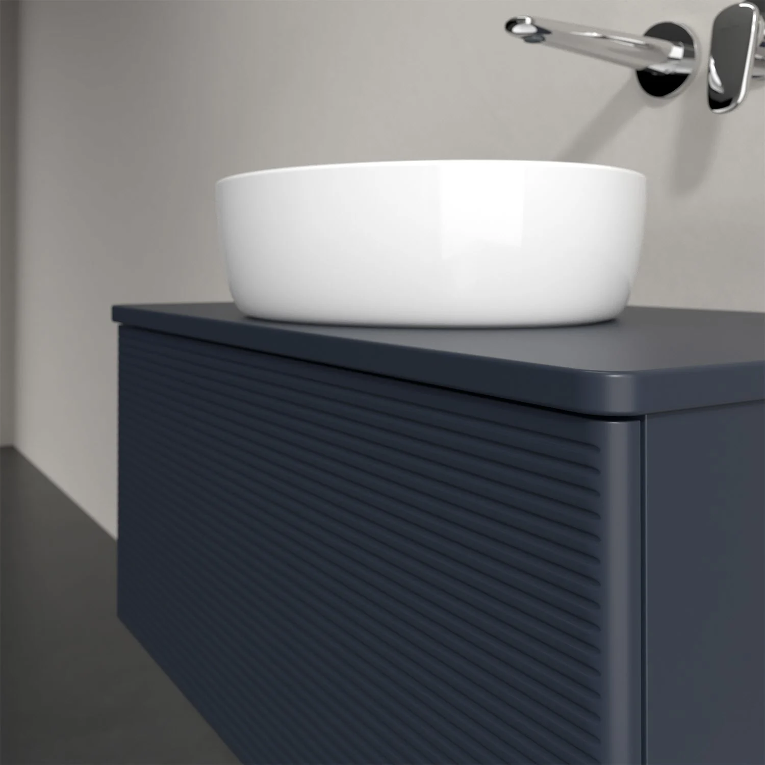Umywalka z niebieskim frontem i zlewem, Villeroy & Boch