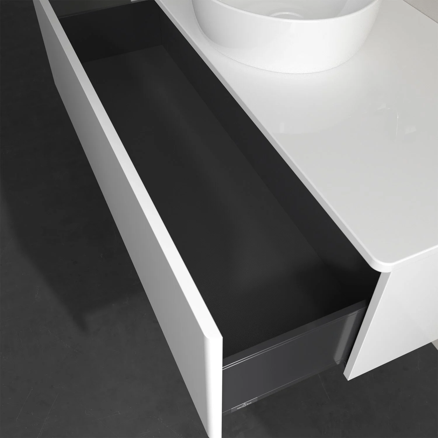 Biała umywalka z otwartą szufladą z góry, Villeroy & Boch