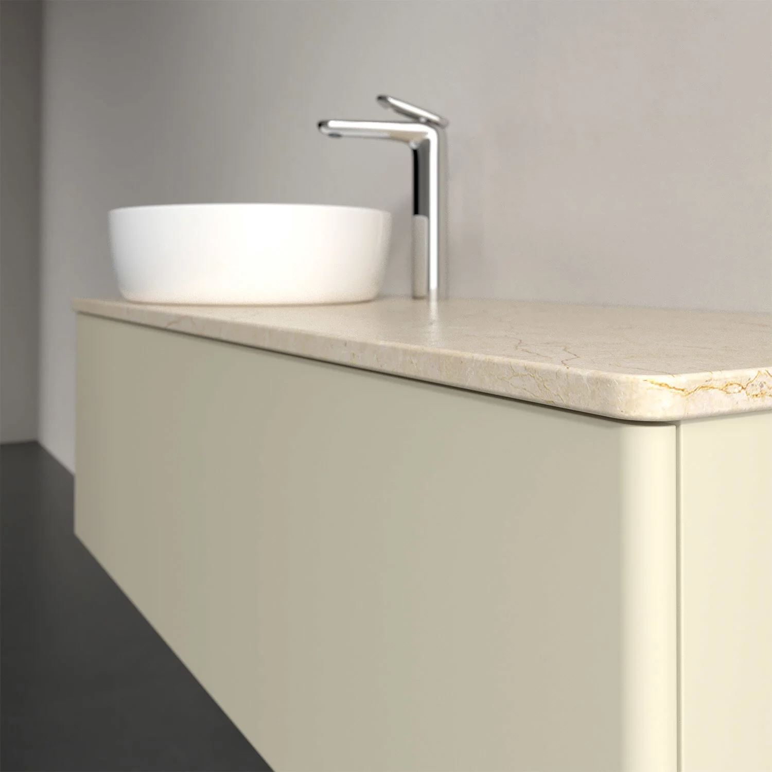 Umywalka z beżową powierzchnią i białą umywalką, Villeroy & Boch
