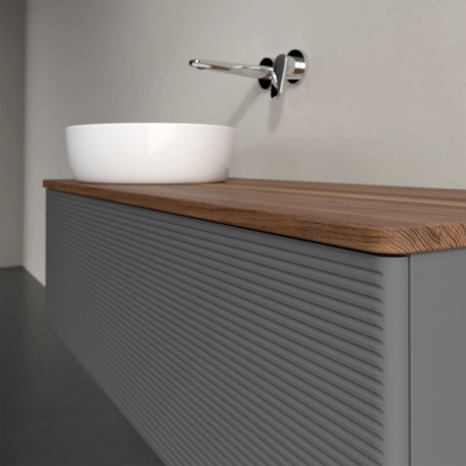 Umywalka z drewnianym blatem i zlewem, Villeroy & Boch