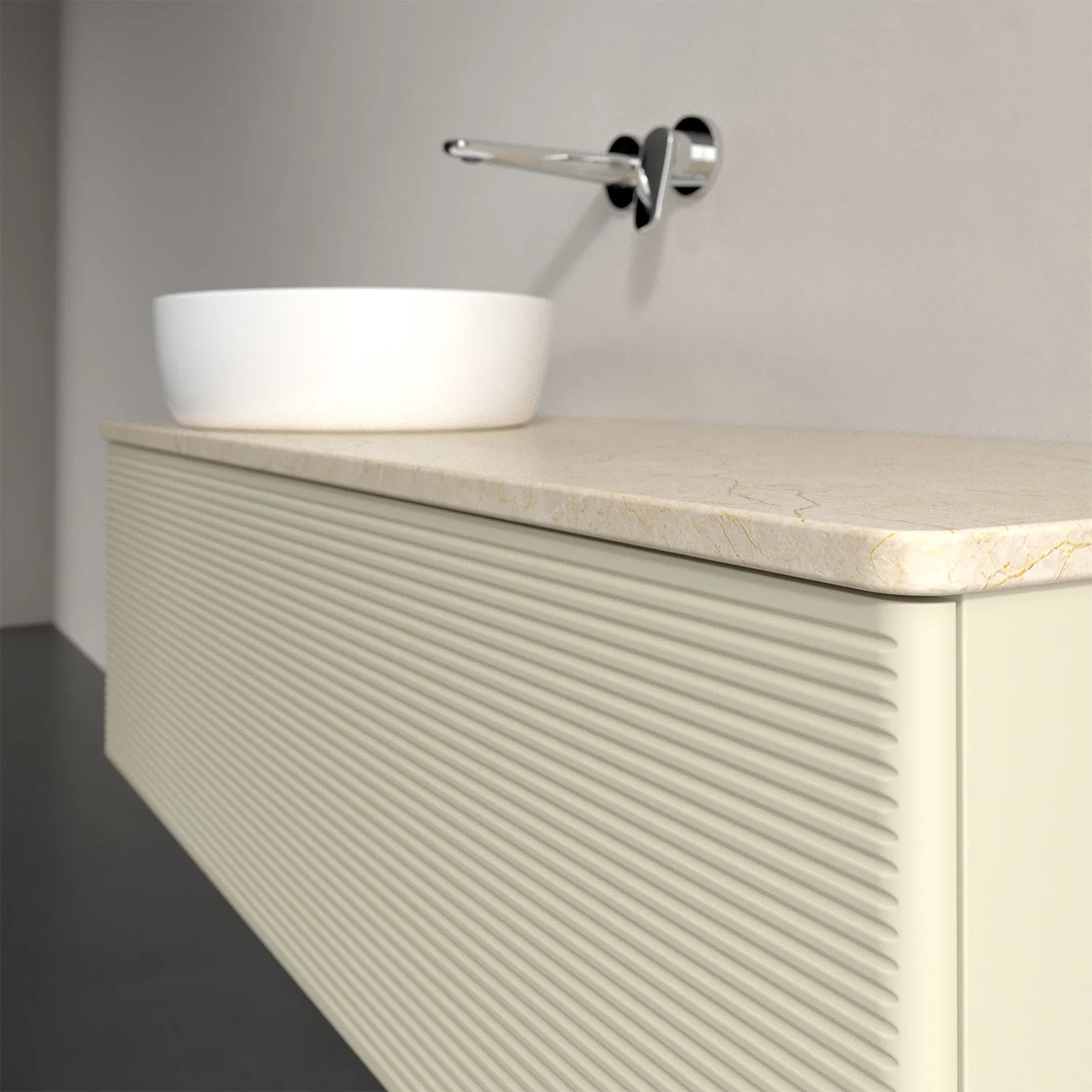 Umywalka z białą misą i beżową powierzchnią, Villeroy & Boch