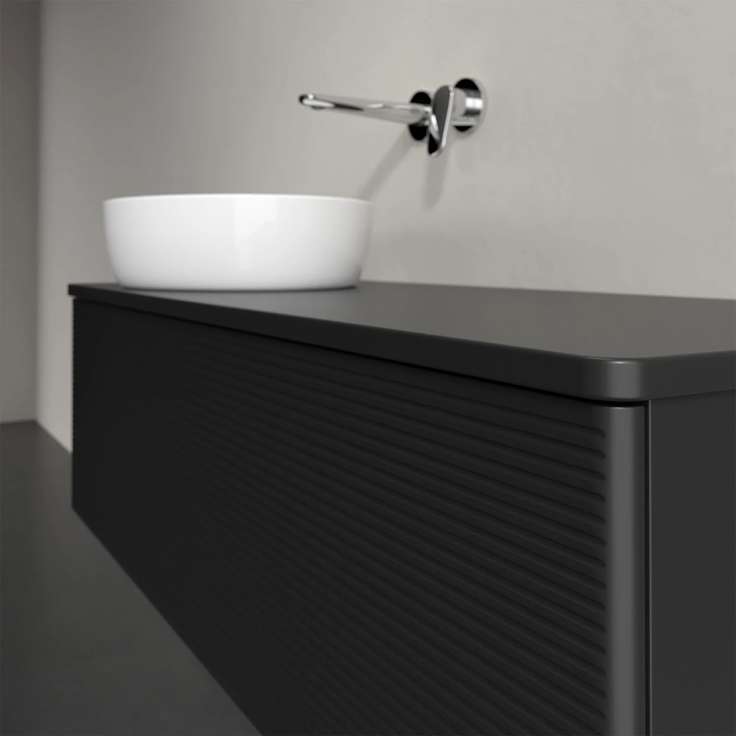 Umywalka z czarną powierzchnią i białą umywalką, Villeroy & Boch