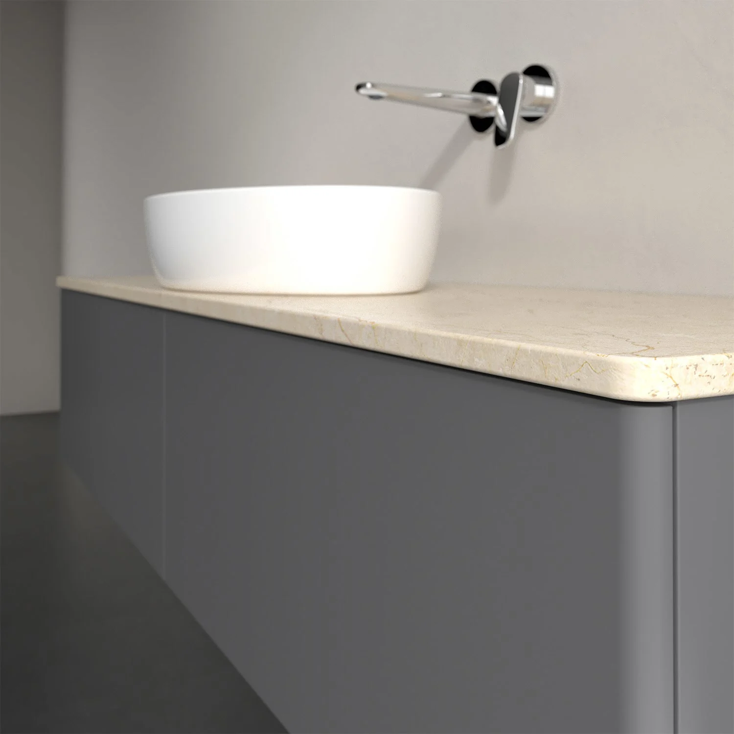 Umywalka z szarą powierzchnią i białą umywalką, Villeroy & Boch