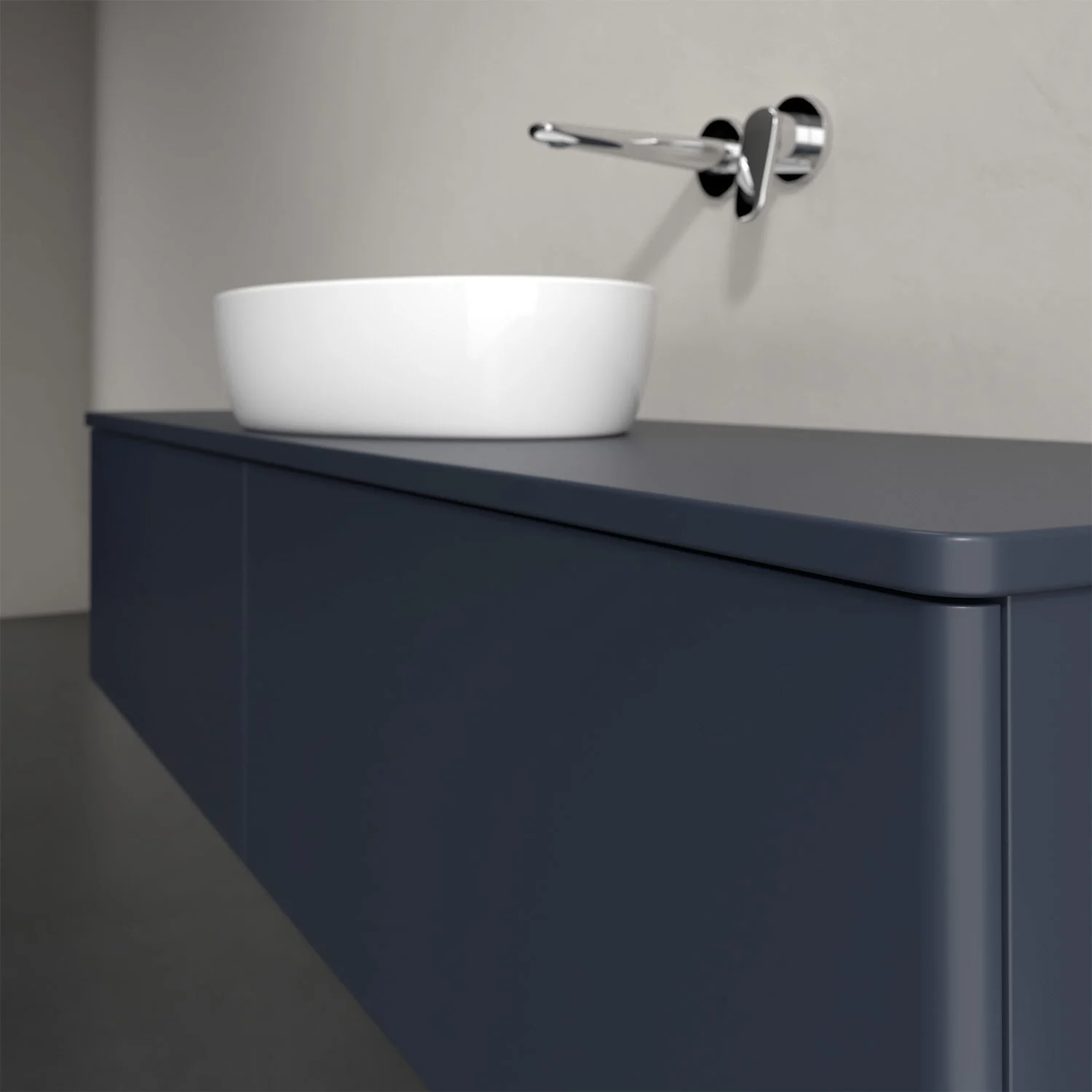 Niebieska umywalka z białą umywalką nablatową, Villeroy & Boch