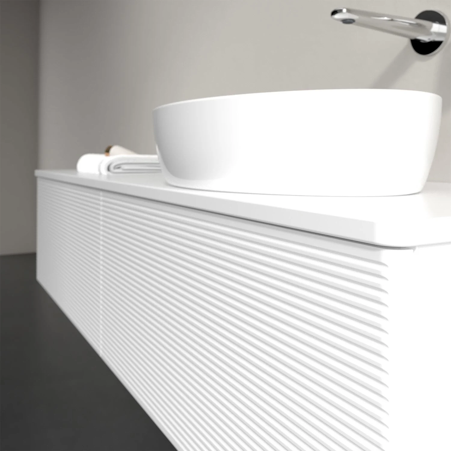 Umywalka widok z boku z białą powierzchnią, Villeroy & Boch