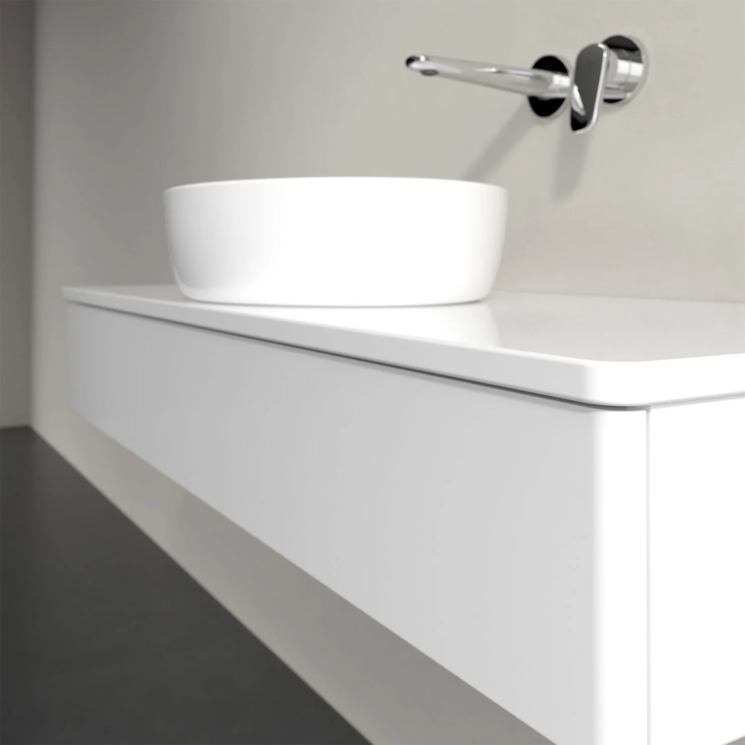 Biała umywalka z białą umywalką nablatową, Villeroy & Boch
