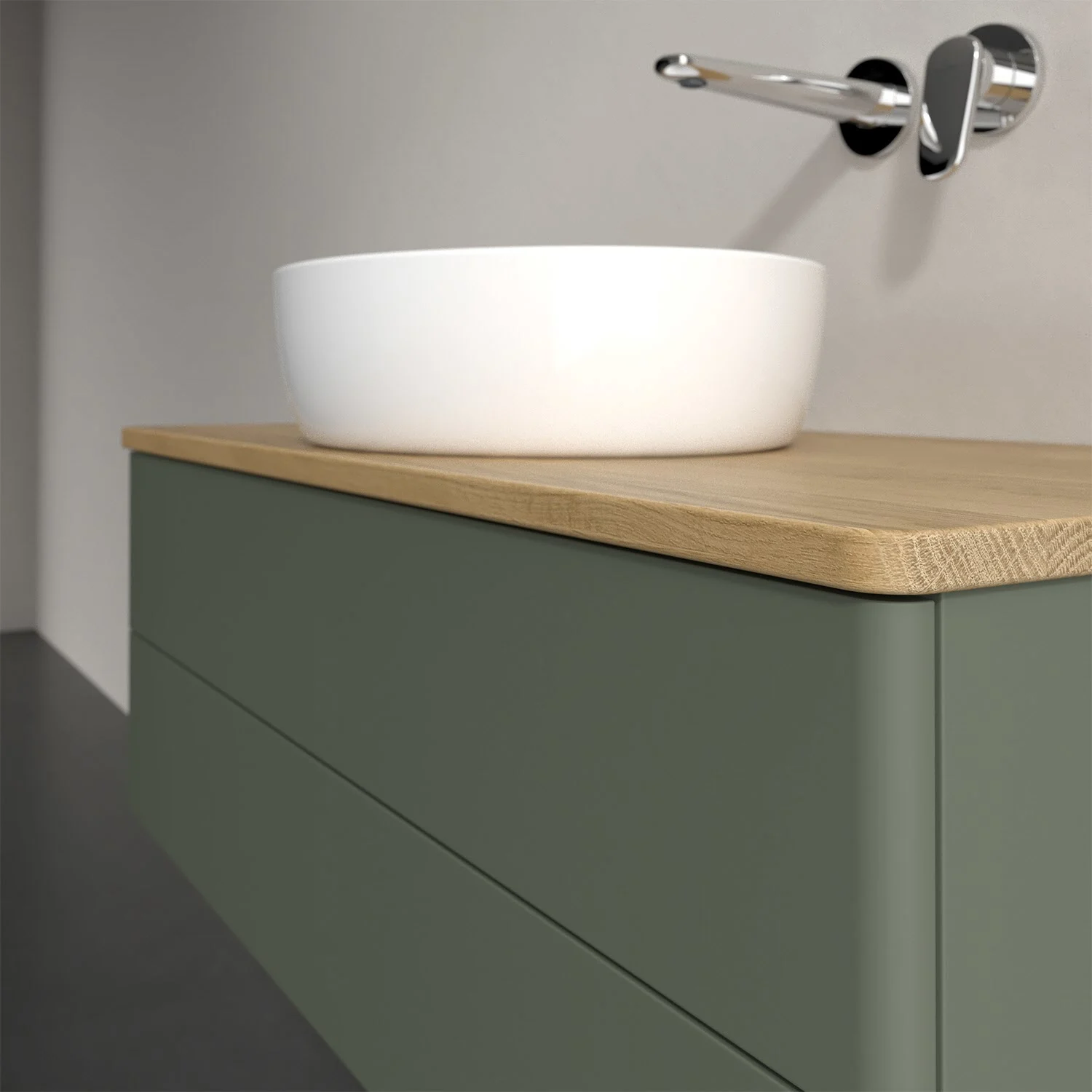Umywalka z zieloną powierzchnią i białą umywalką, Villeroy & Boch