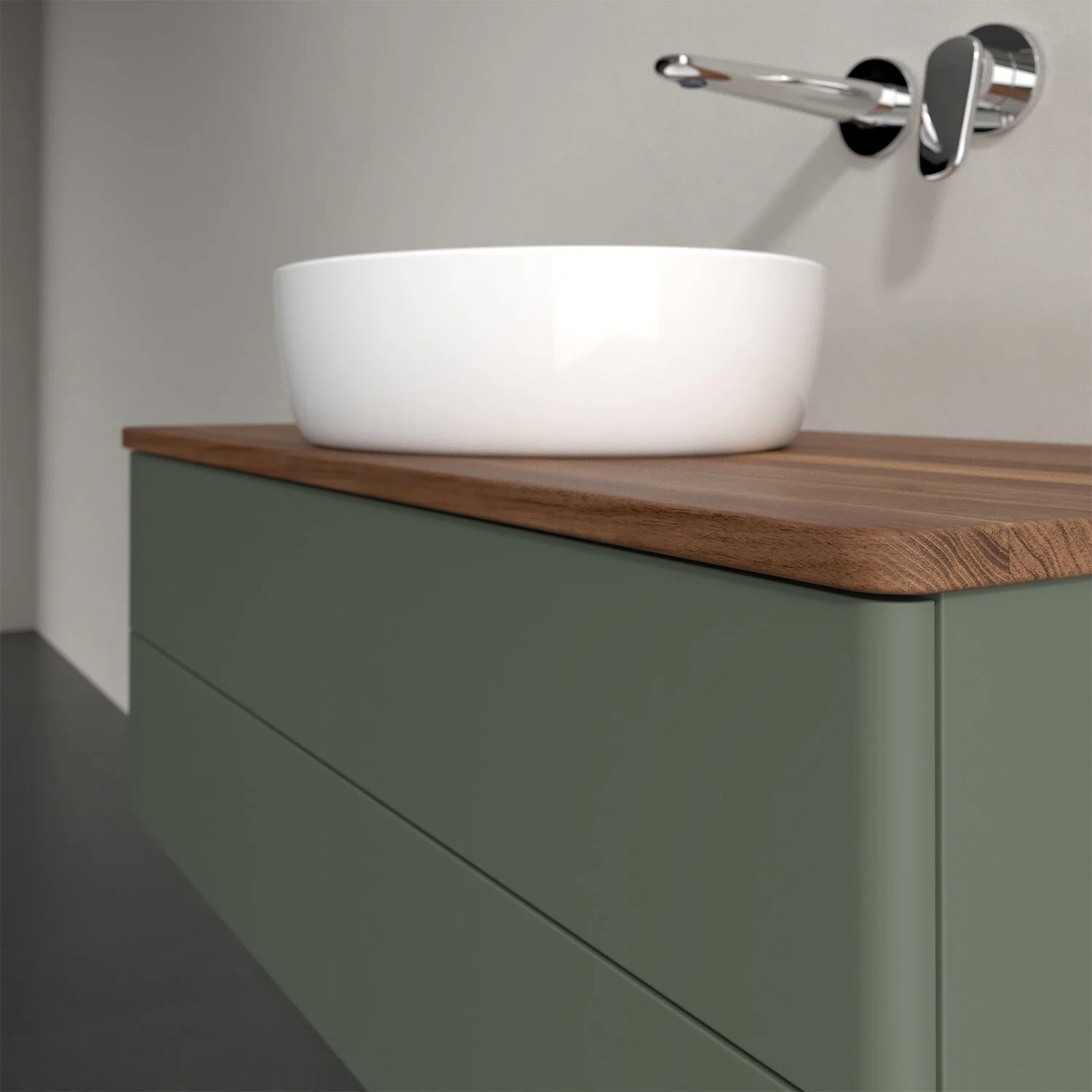 Umywalka z zieloną powierzchnią i białą umywalką, Villeroy & Boch