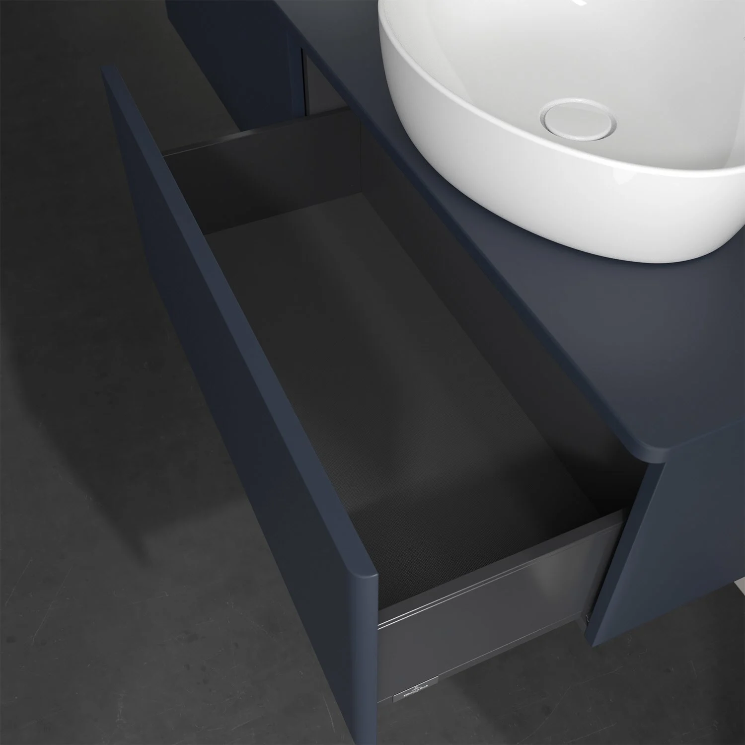 Umywalka z otwartą szufladą, niebieska powierzchnia, Villeroy & Boch