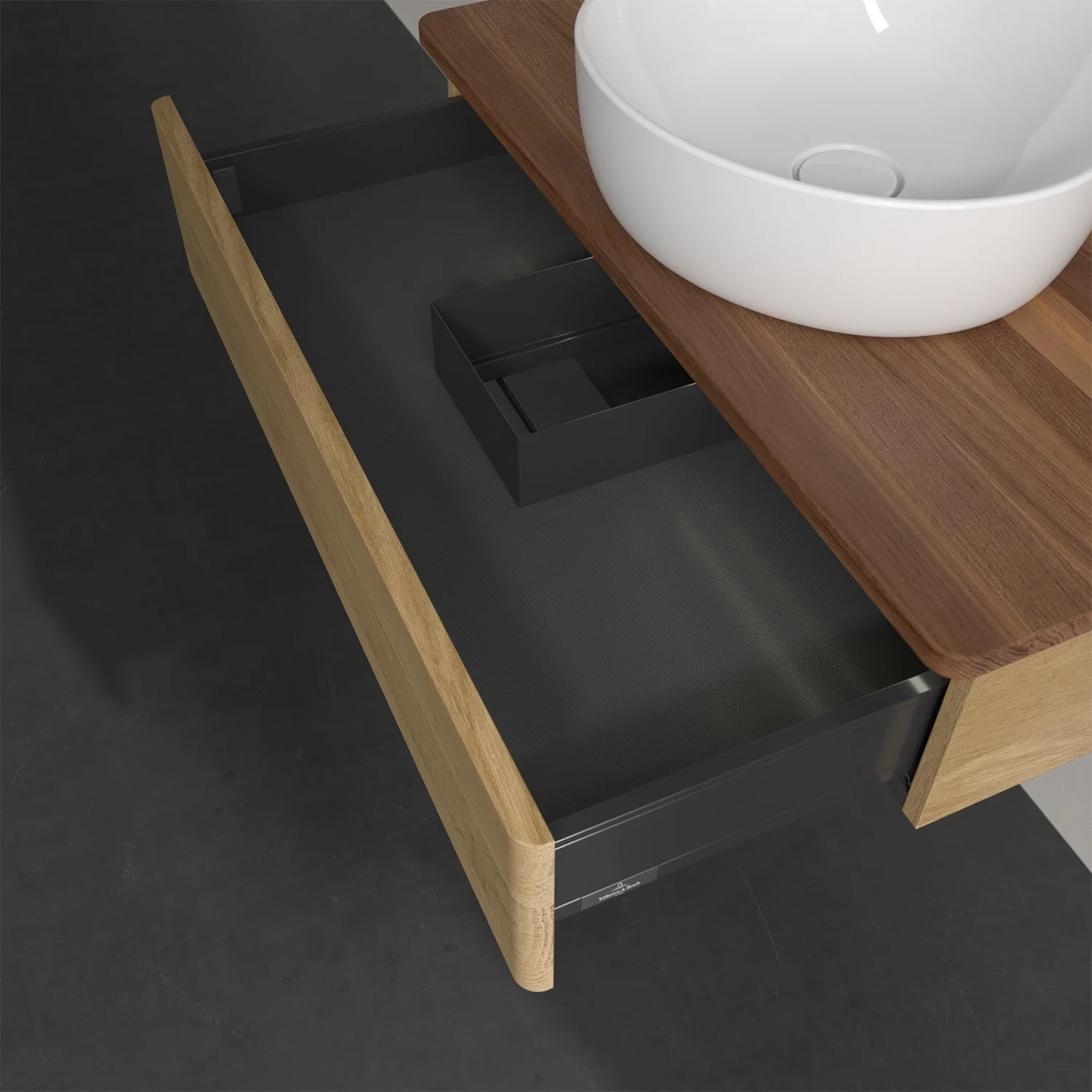 Umywalka z drewnianym blatem i szufladą w drewnie, Villeroy & Boch