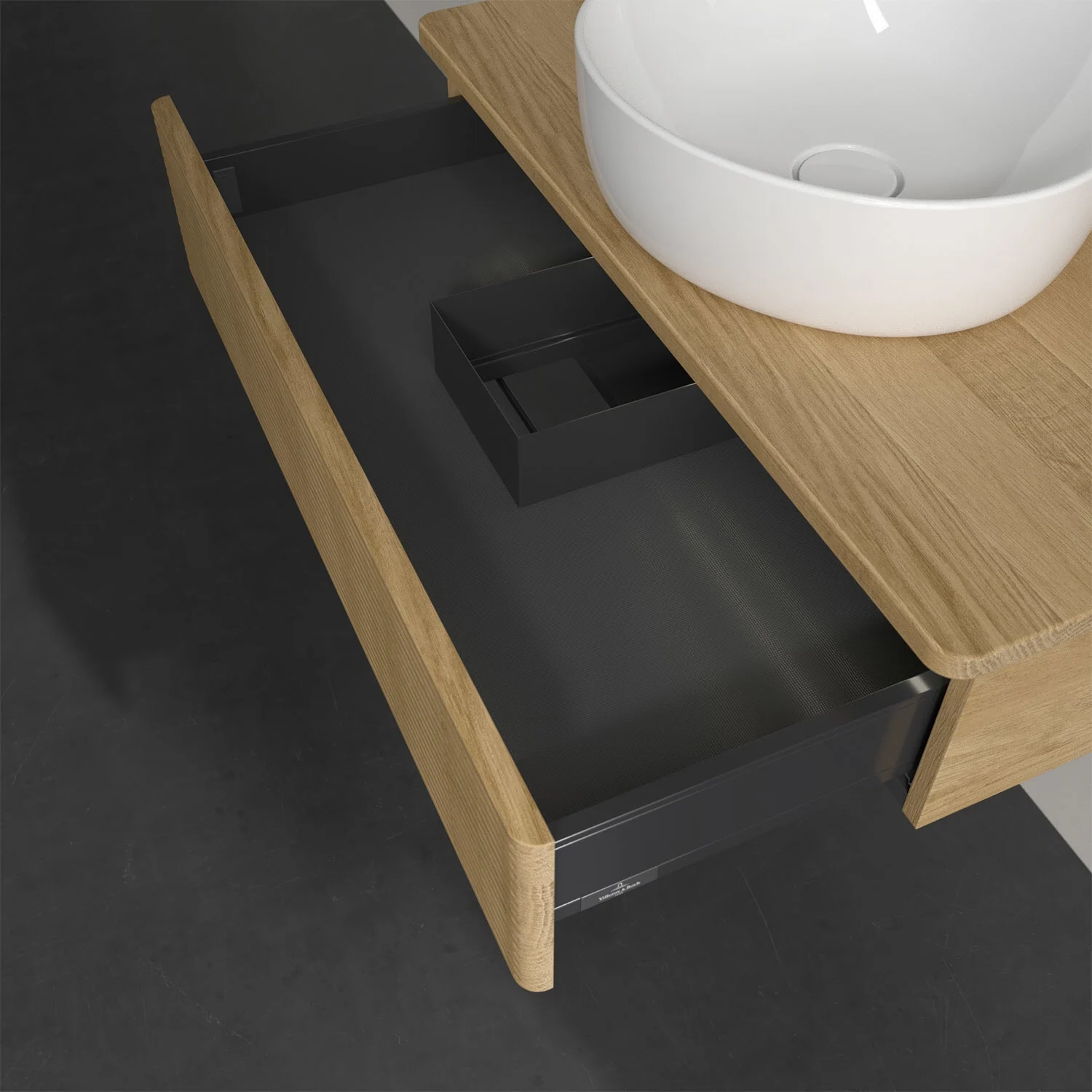 Villeroy & Boch Antao Waschbeckenunterschrank, 80 x 19 cm, 1 Auszug mit LED-Licht, Front mit Struktur, ohne Hahnloch Bild 4