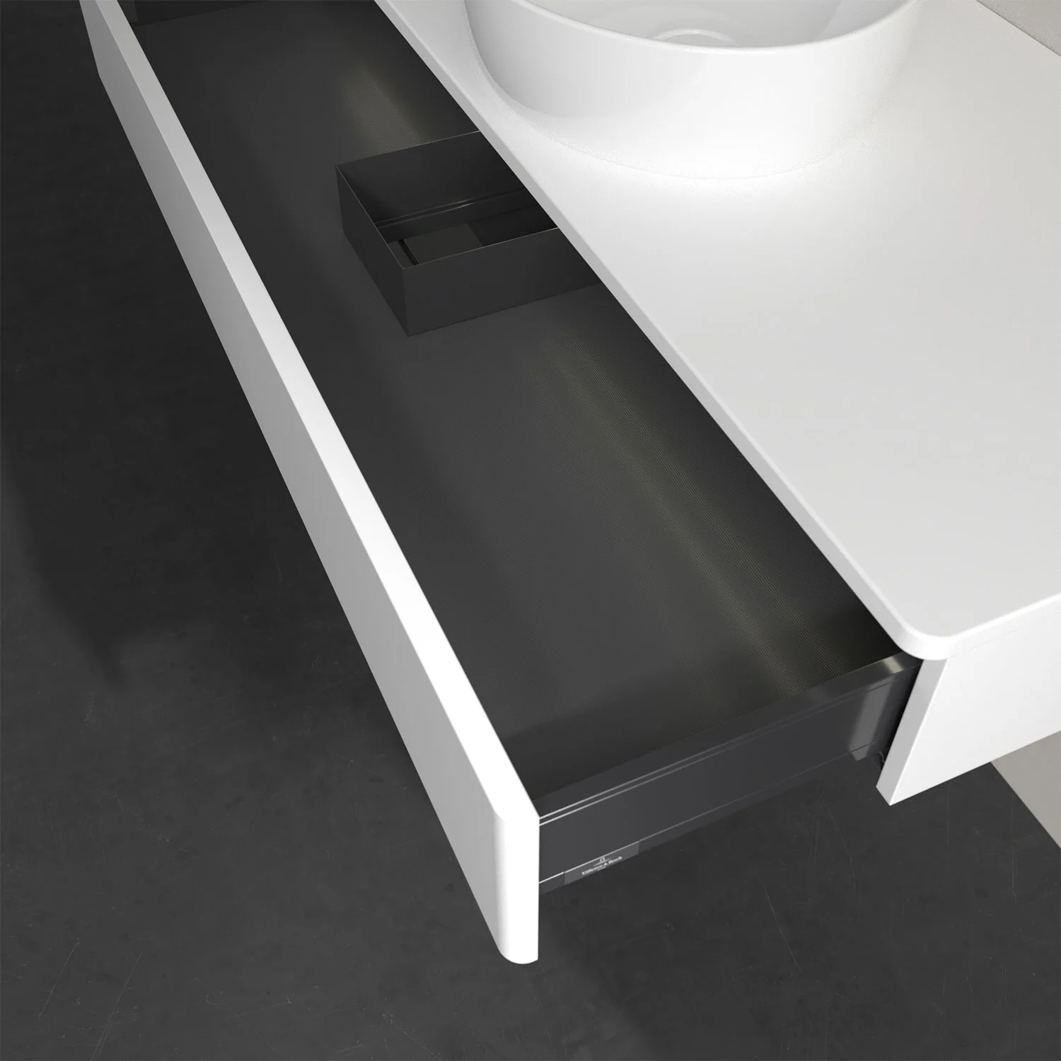 Biała umywalka z otwartą szufladą z góry, Villeroy & Boch