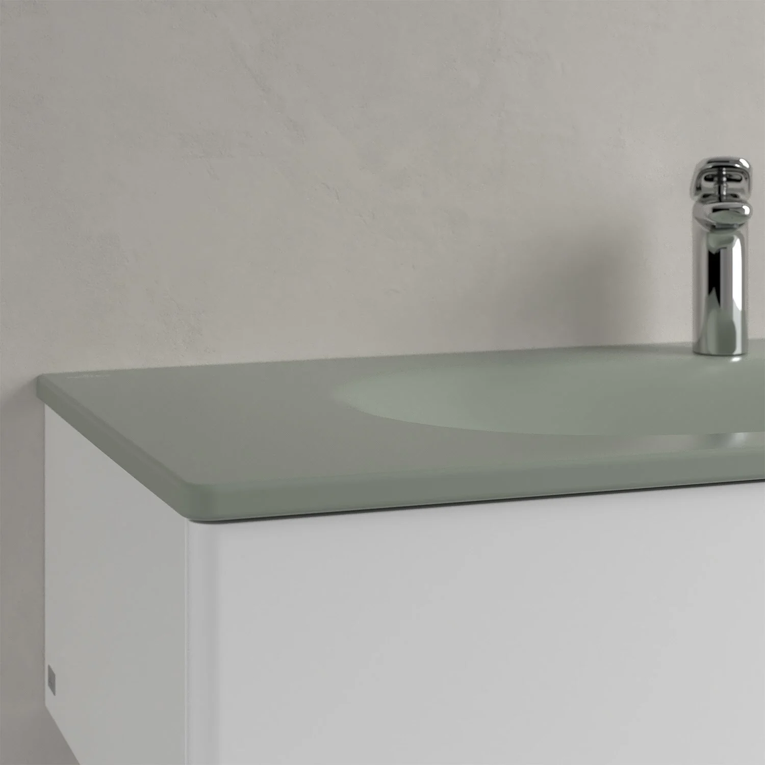 Umywalka z zieloną umywalką i kranem, Villeroy & Boch