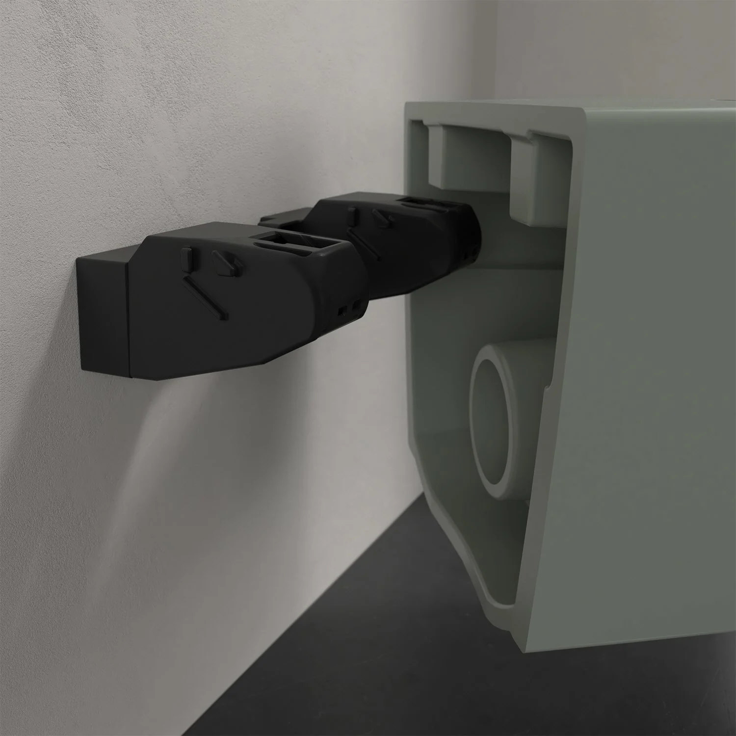 Widok z boku zielonego połączenia WC, Villeroy & Boch