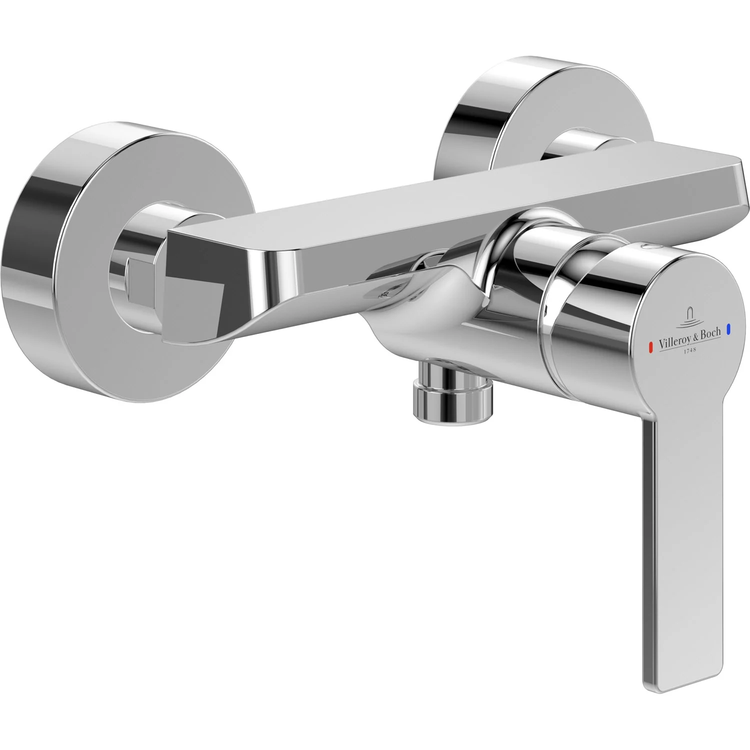 Chromowana bateria widok z boku, prostokątny kształt, Villeroy & Boch