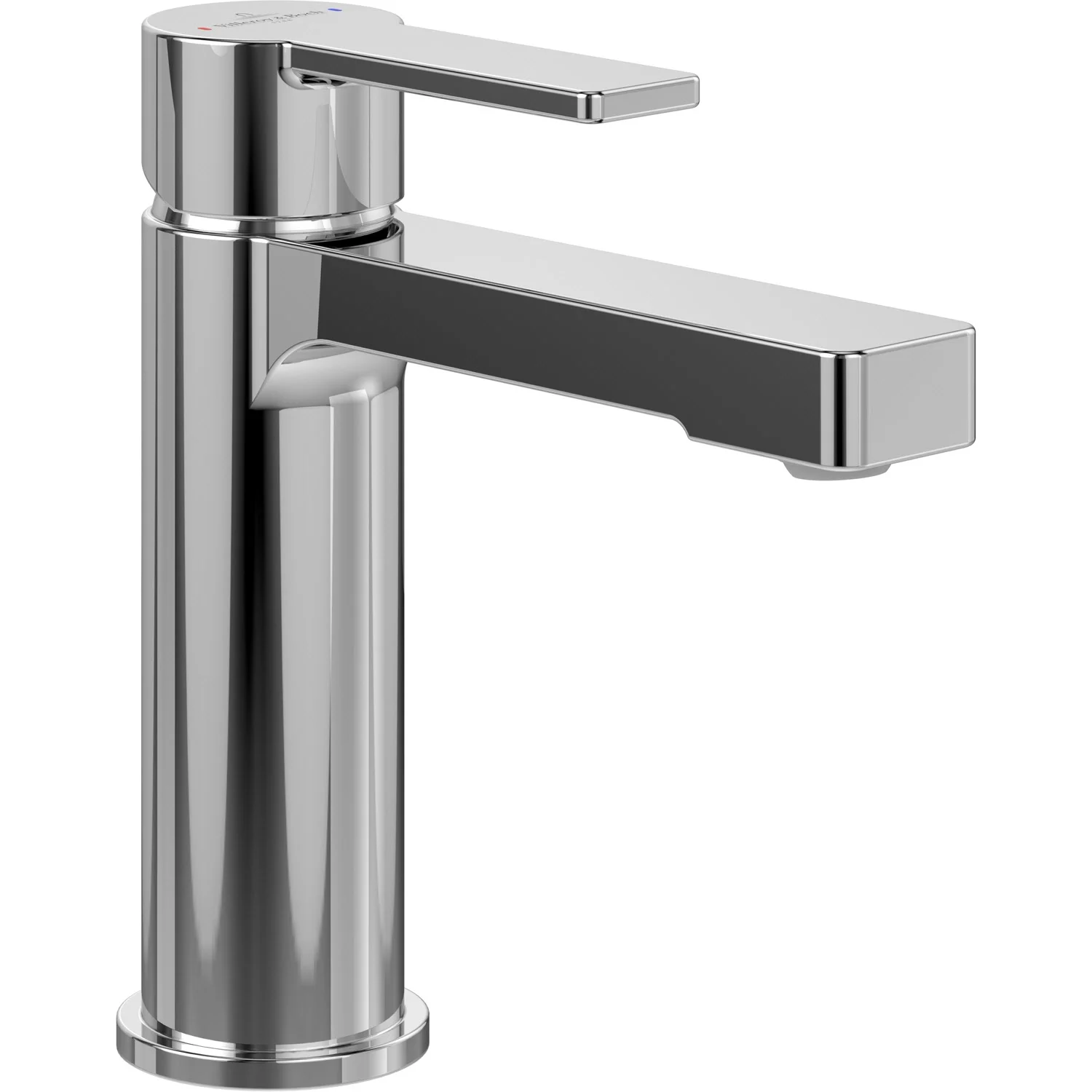 Krótki chromowany kran w widoku z boku, Villeroy & Boch