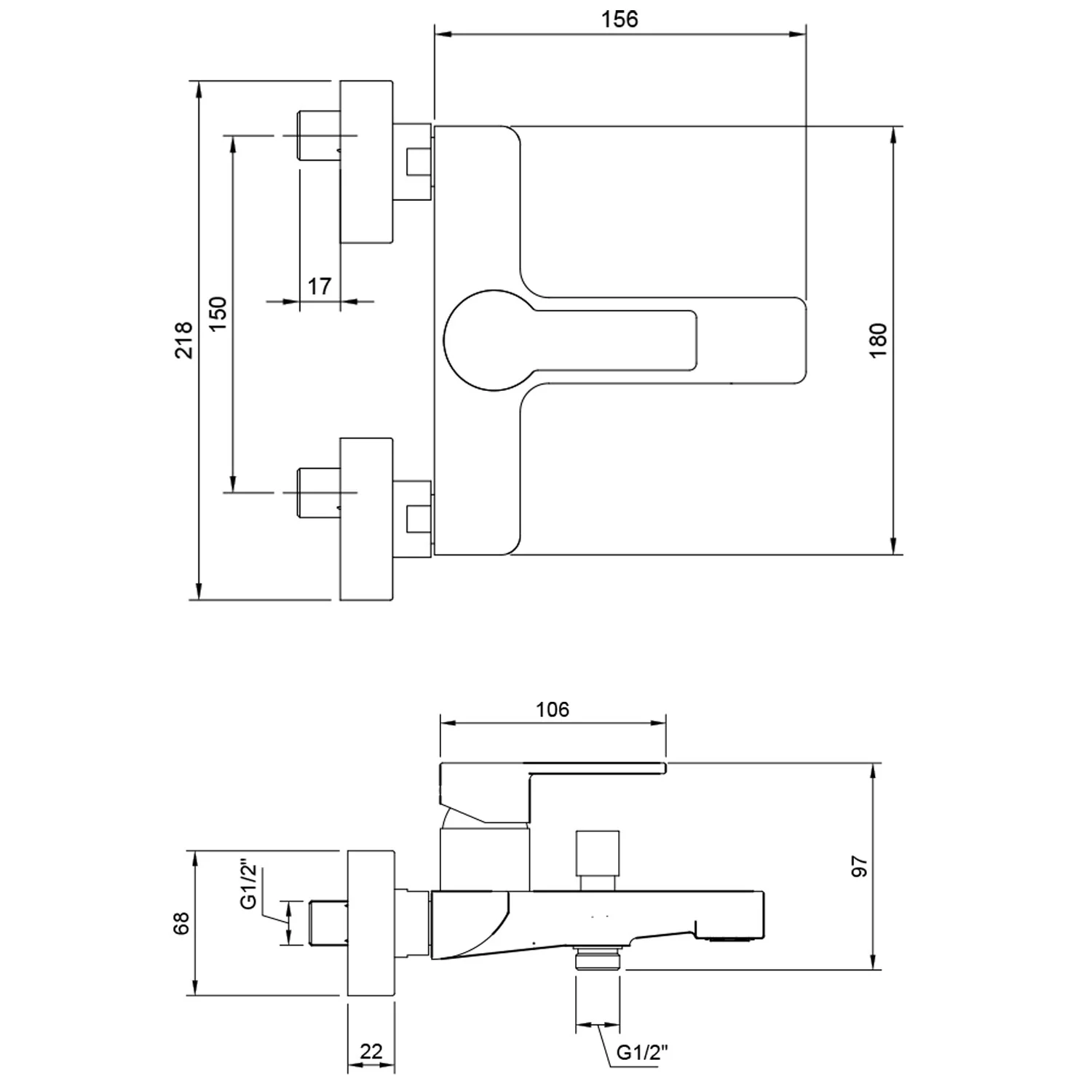 Villeroy & Boch Architectura Einhebel-Badewannenarmatur Bild 5