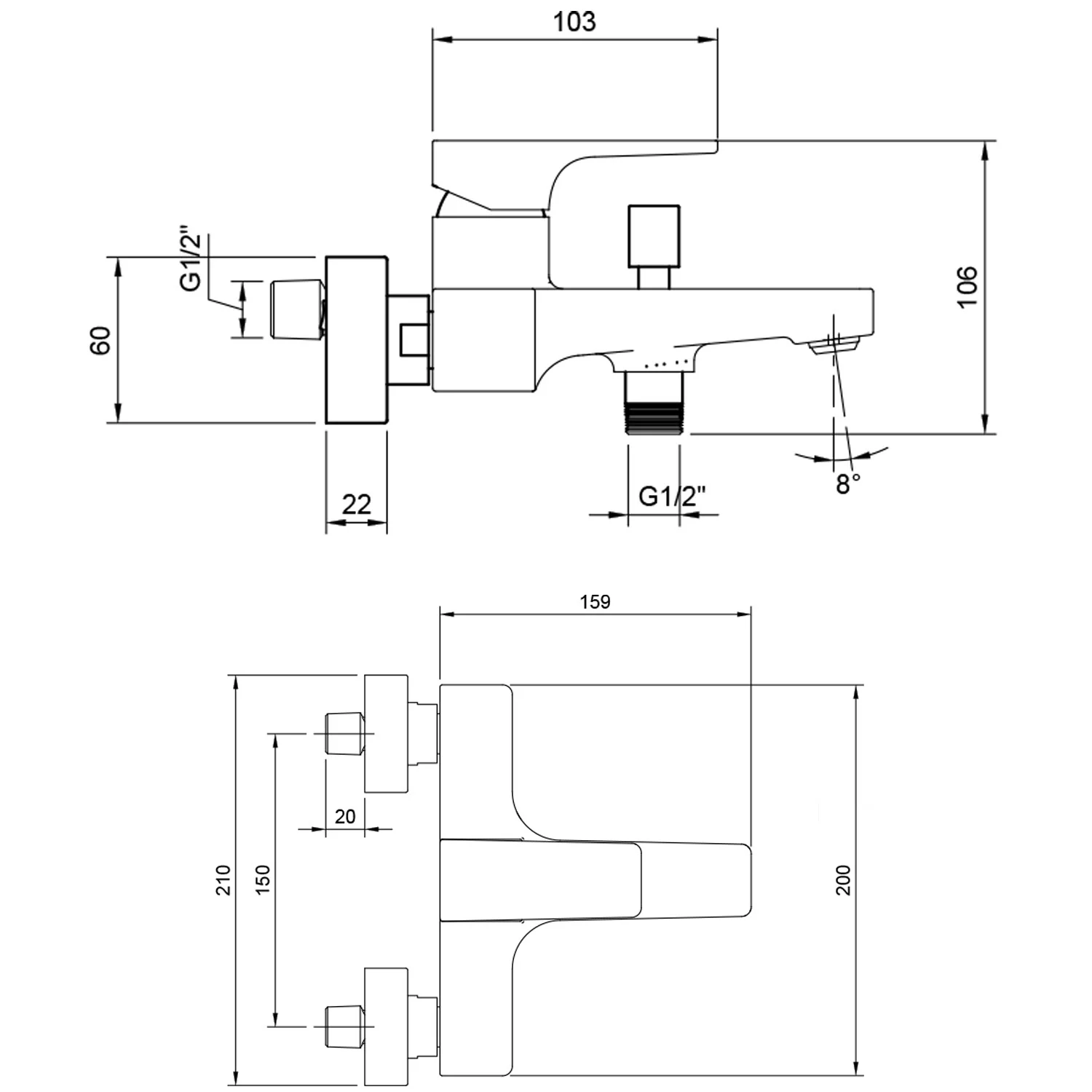 Villeroy & Boch Architectura Square Einhebel-Badewannenarmatur Bild 5