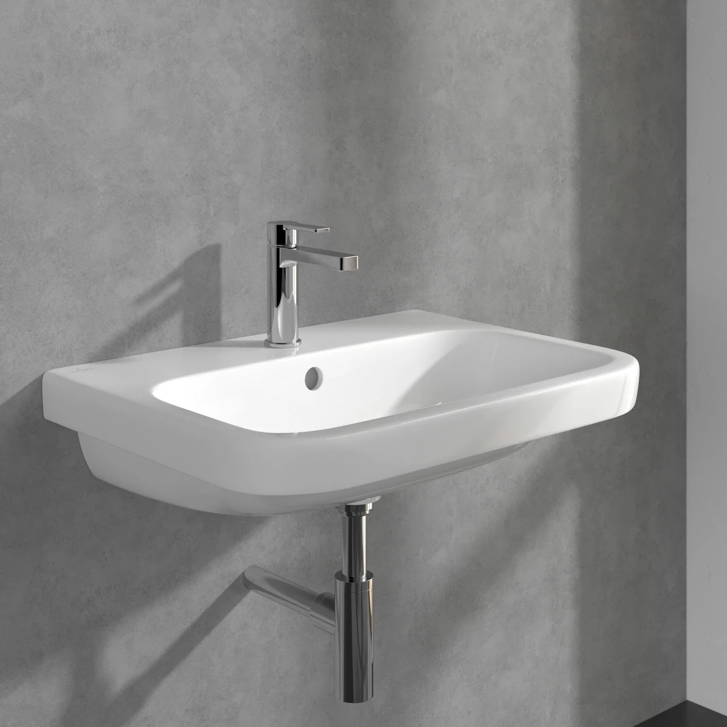 Prostokątna umywalka z baterią ścienną, Villeroy & Boch