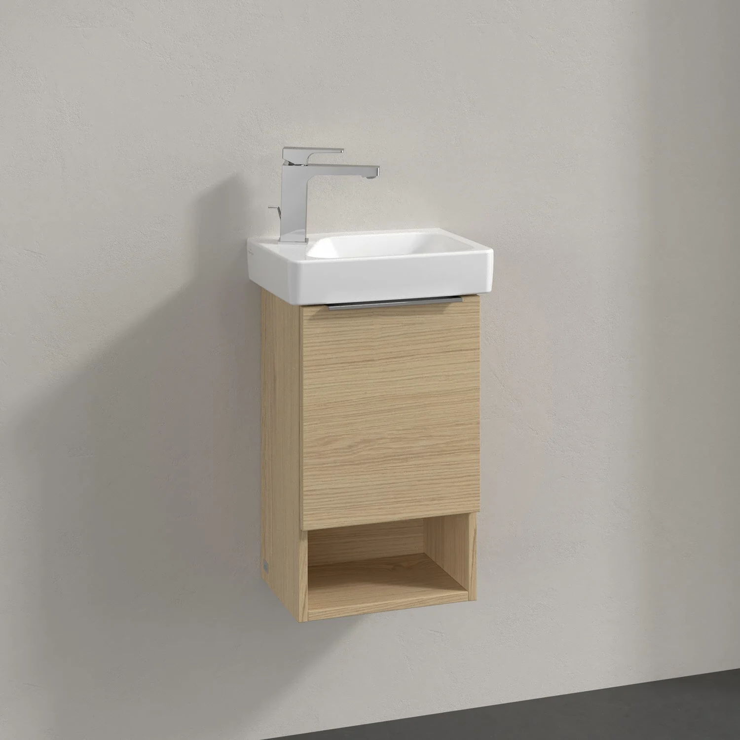 Szafka pod umywalkę w kolorze drewna z umywalką, Villeroy & Boch