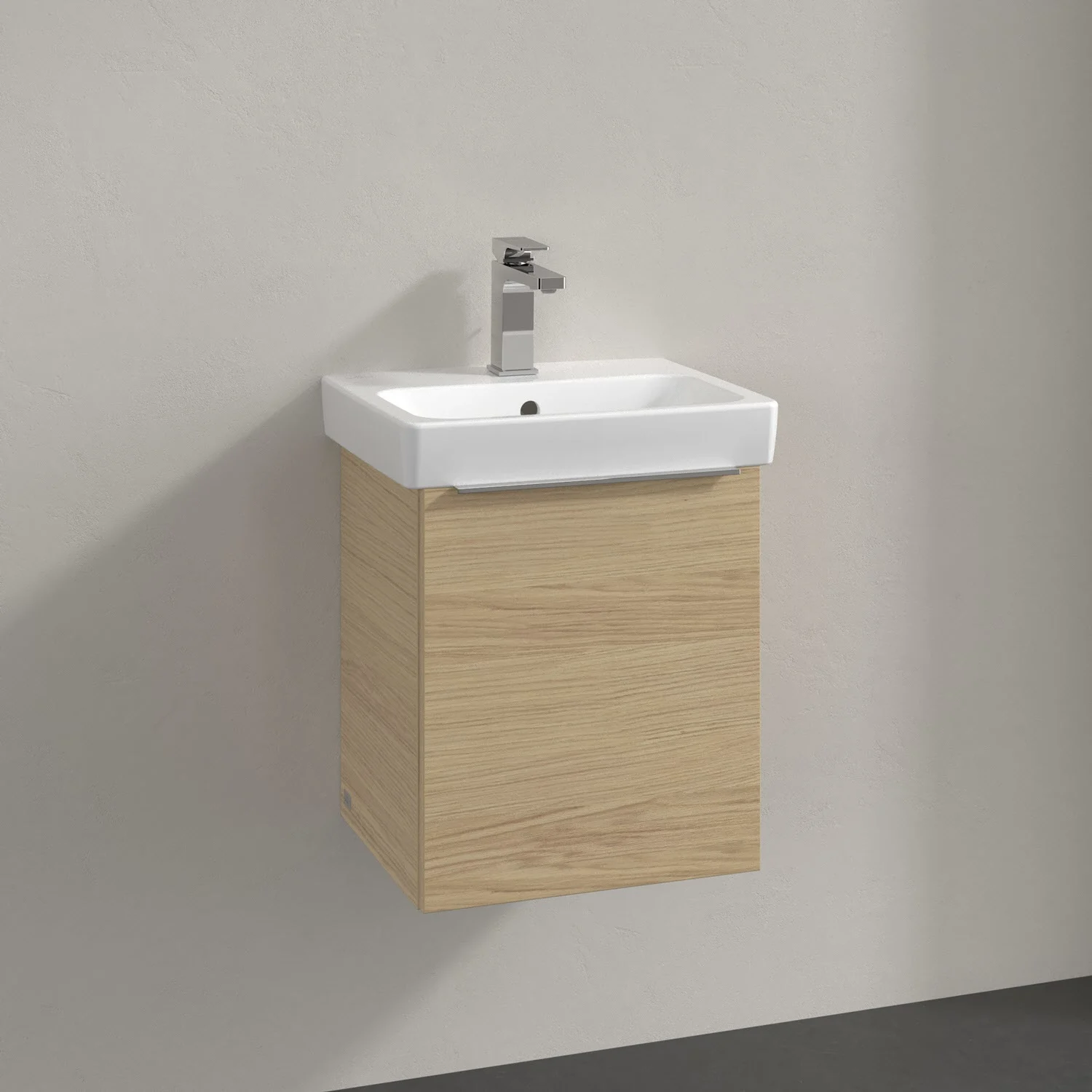 Umywalka z drewnianą szafką zbliżenie, Villeroy & Boch