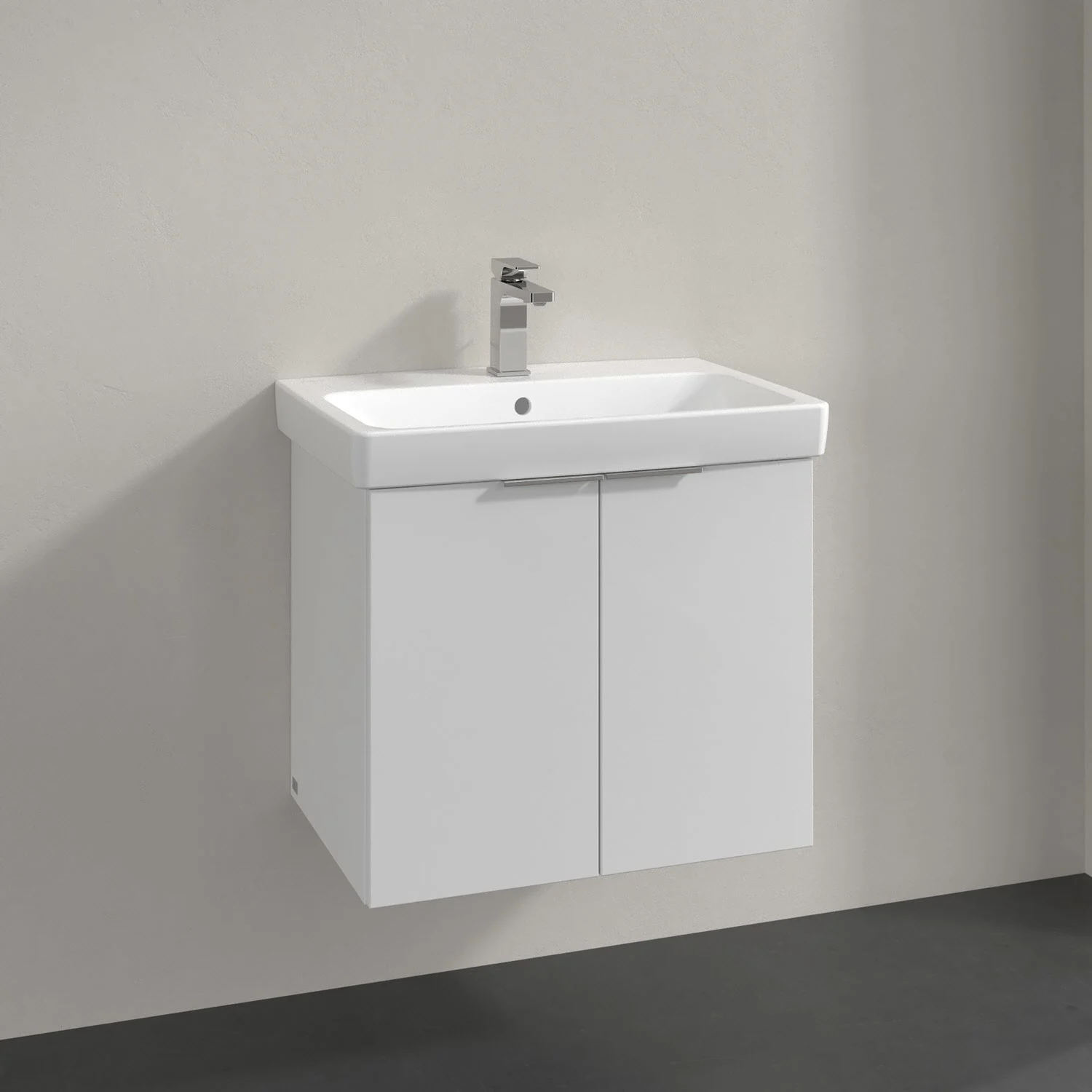 Umywalka z białą szafką widok z przodu, Villeroy & Boch