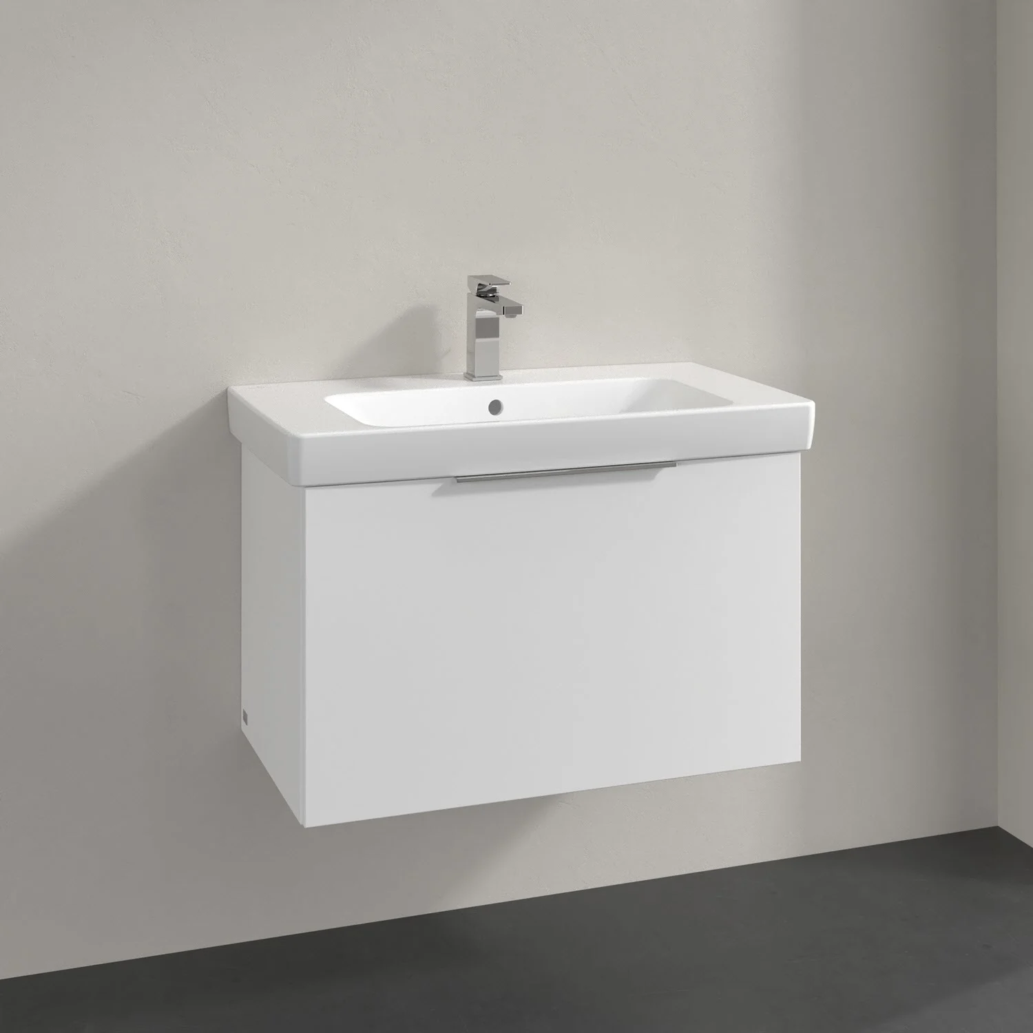 Umywalka z białą szafką widok z przodu, Villeroy & Boch