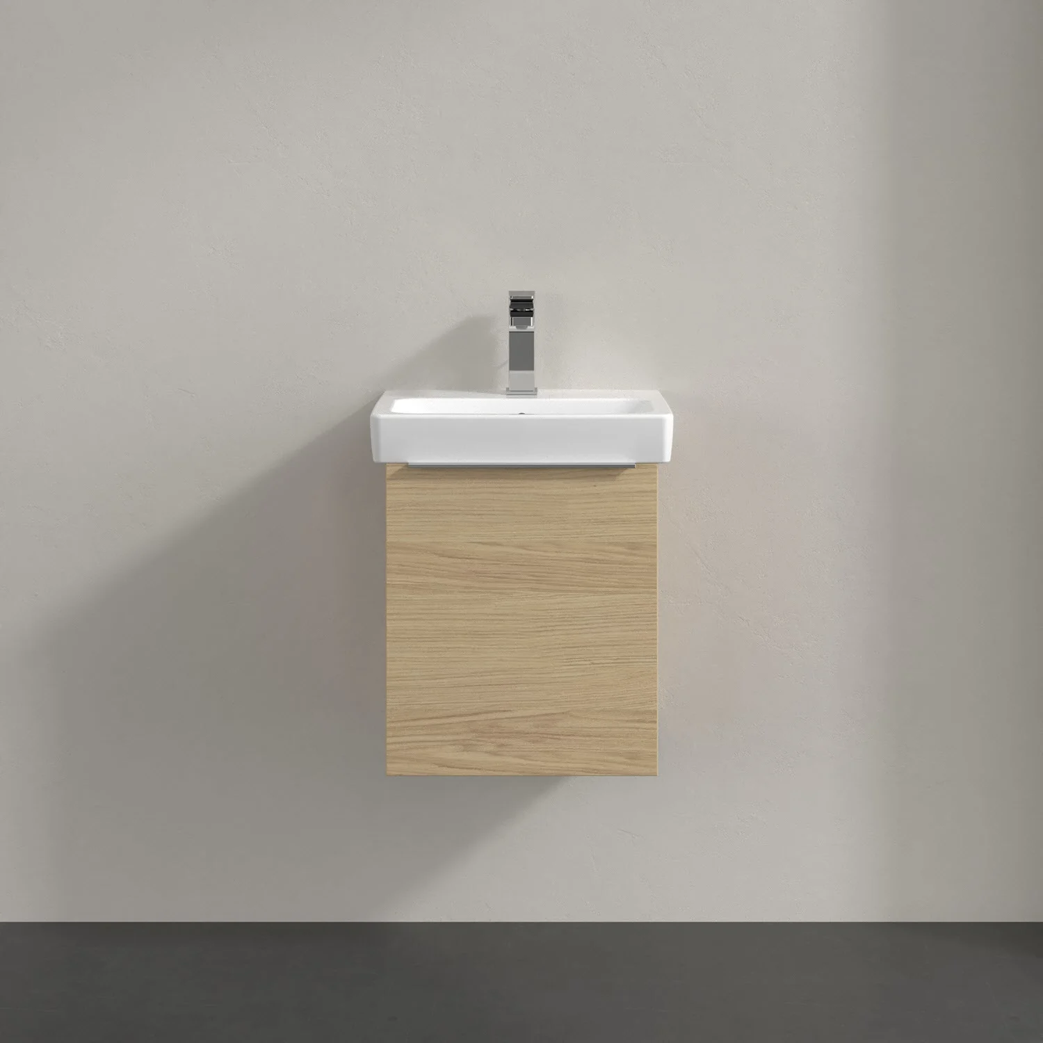 Umywalka z drewnianą szafką zbliżenie, Villeroy & Boch