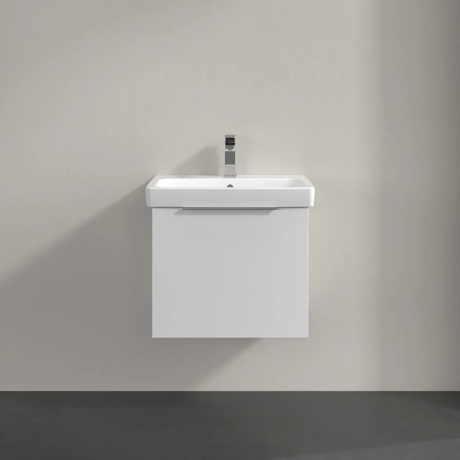 Umywalka z białą szafką zbliżenie, Villeroy & Boch