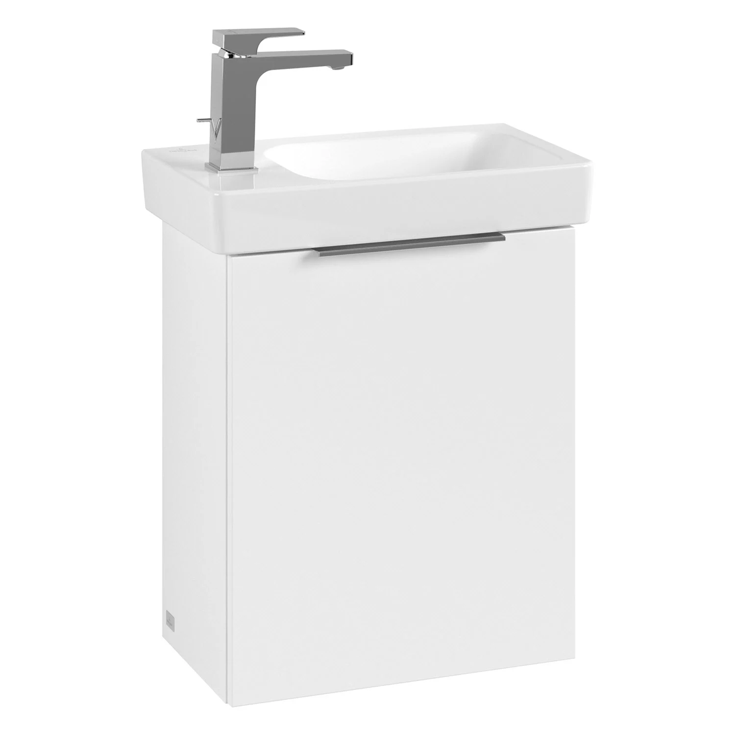 Biała umywalka z szafką widok z przodu, Villeroy & Boch