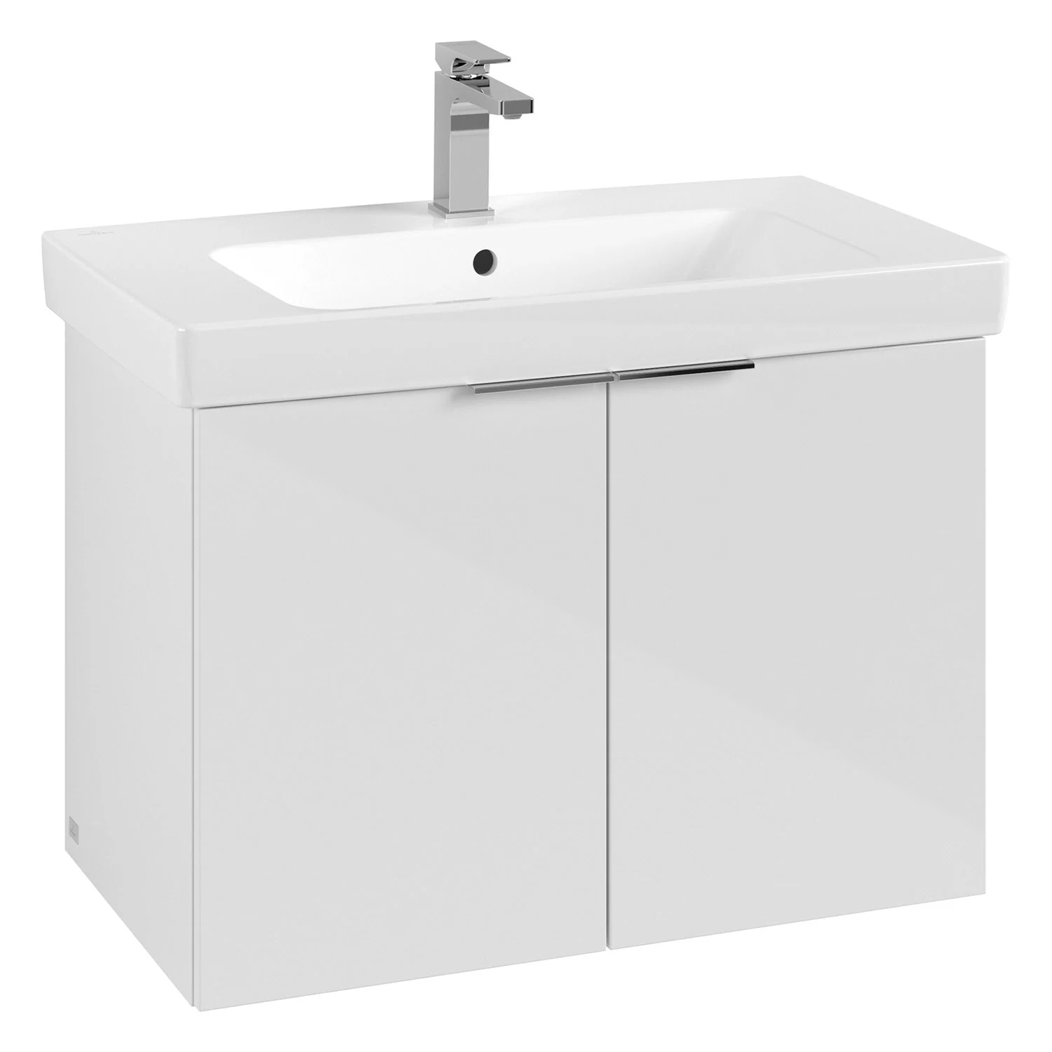 Biała umywalka z szafką widok z przodu, Villeroy & Boch